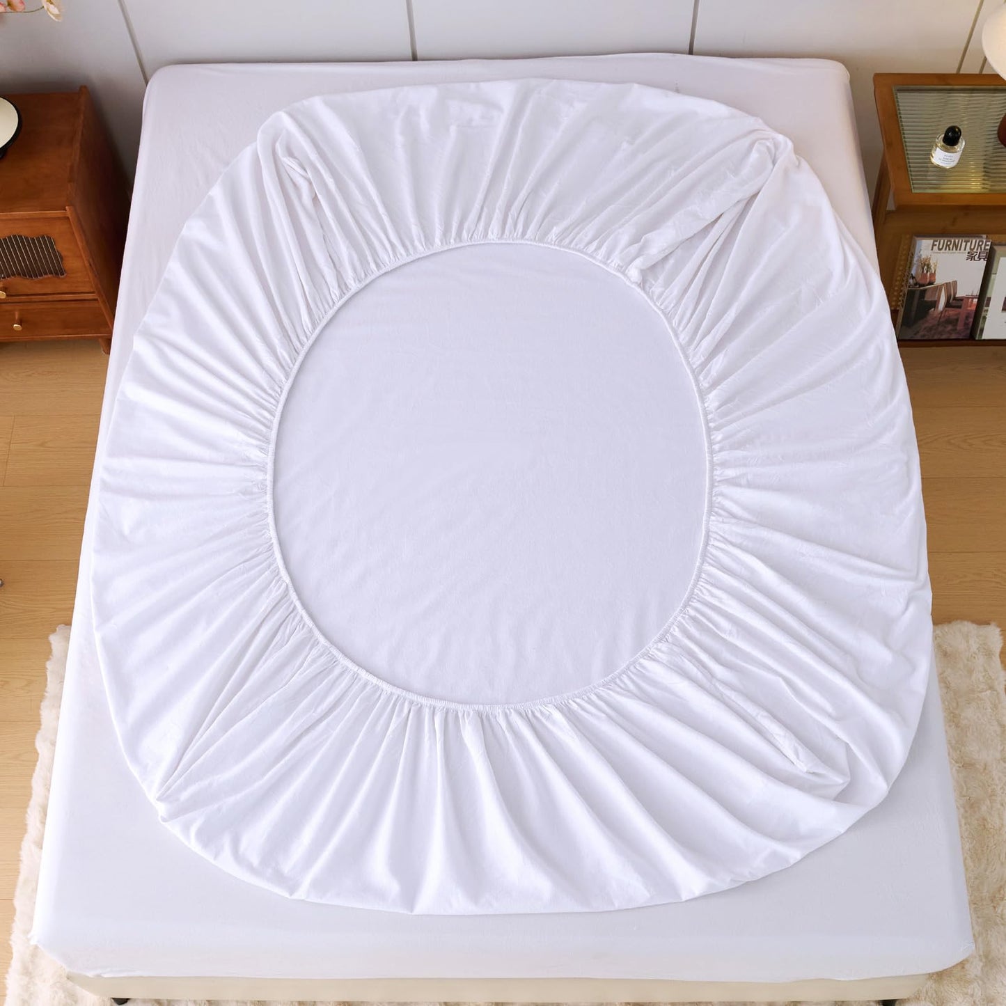 LANYETON 100% Cotton Flannel Fitted Sheet Only, Ultra Soft Cozy Warm Fitted Bottom Sheet for All Season, 16" Deep Pocket, White, King