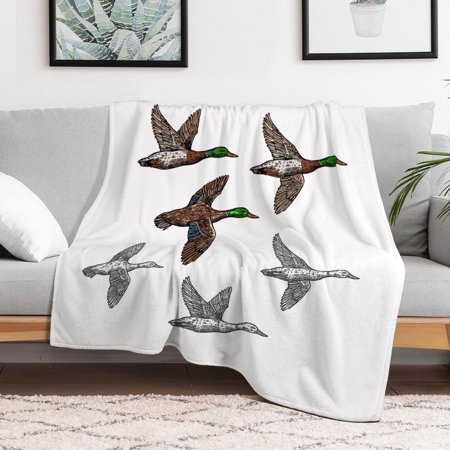 Throw Blanket 50x60 Inch,Duck Mallard Wild Bird Cozy Soft Lightweight Fuzzy Flannel Blanket 60x50 Inch Suitable for Couch Bed Sofa Living Room in All Seasons
