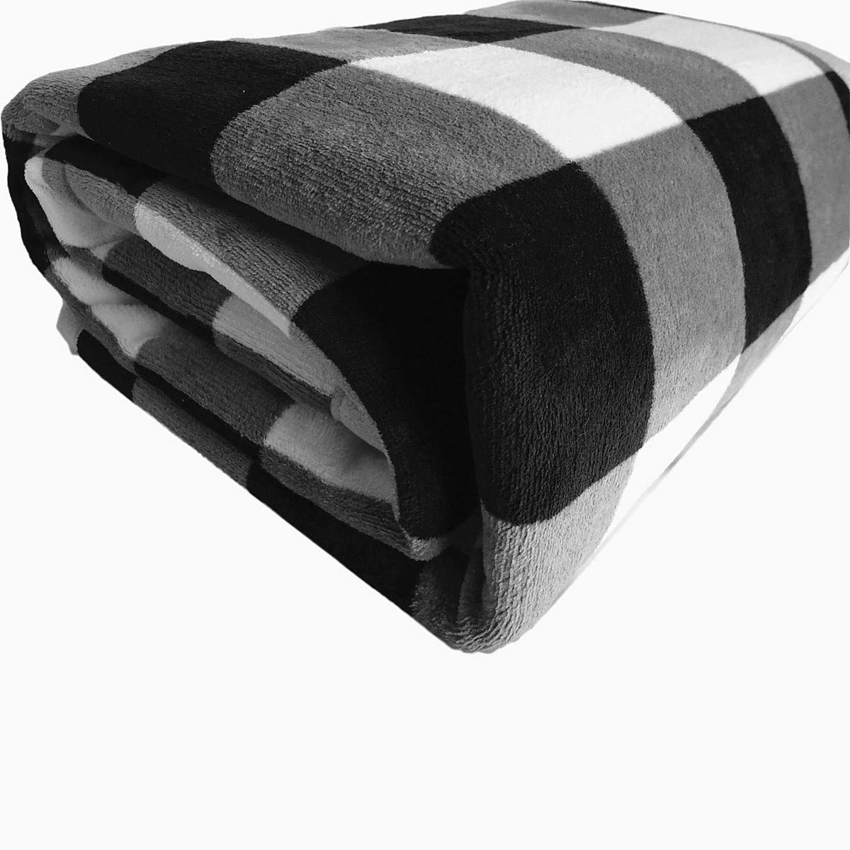 UKELER Buffalo Check Sherpa Throw 80'' x 60''- Soft Plush Flannel Blanket Throws for Bed/Couch/Sofa/Office/Camping