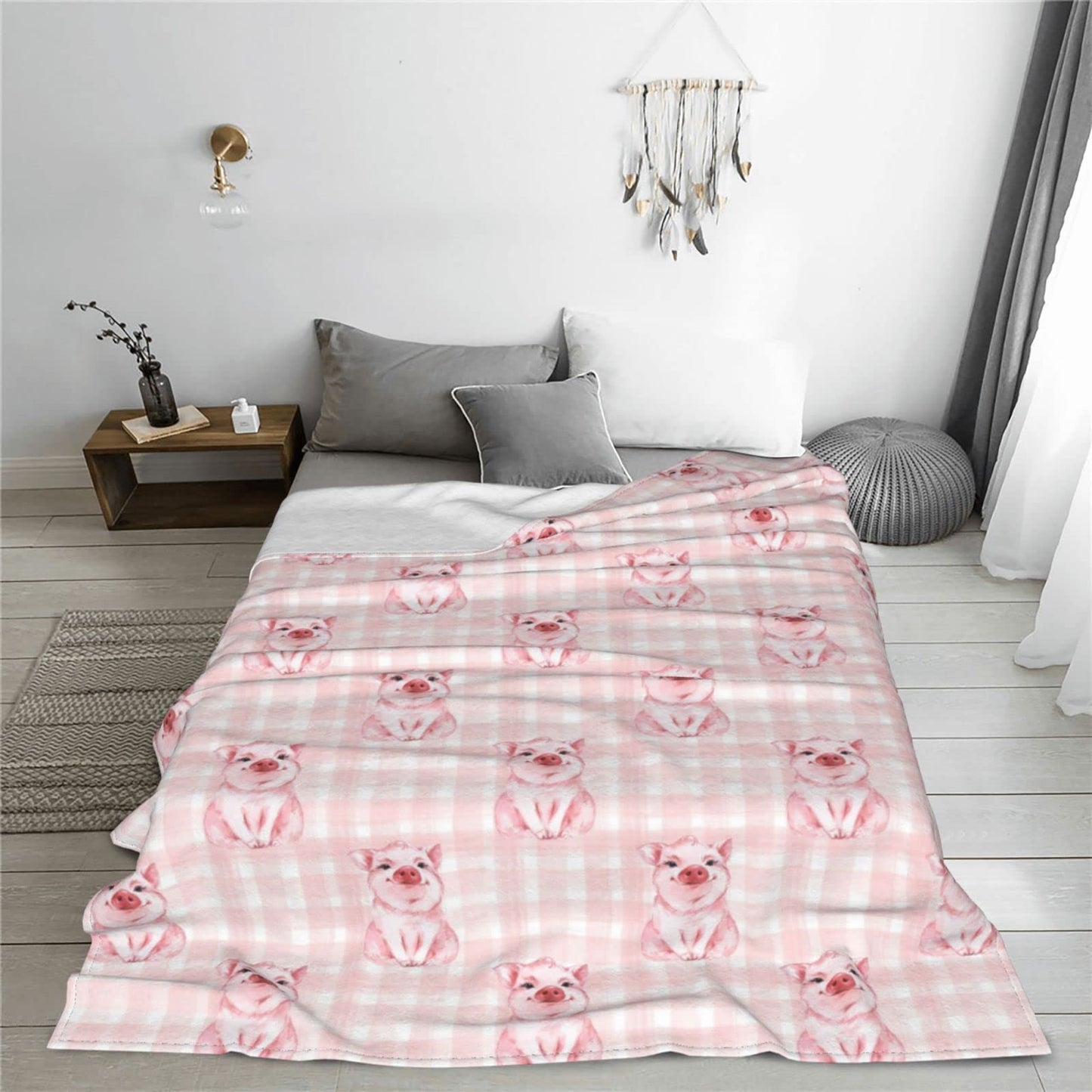 Cute Pink Pig Piggy Throw Blanket Soft Bed Blankets Lightweight Cozy Plush Flannel Fleece Blanket for Sofa Couch Bedroom 60"x50"