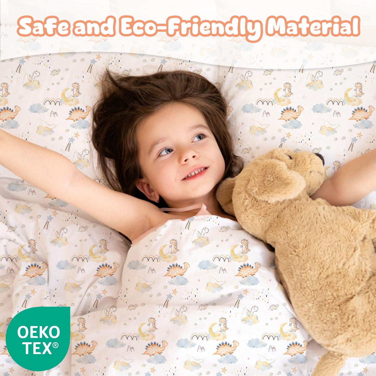 LONAVA Twin Sheet Set Kids - Dino Adventure 3 Pieces Soft Cute Microfiber Bed Sheet for Boy Girls Teens, Oeko Texted Breathable Cooling Fabric & Deep Pocket Full Elastic Sheets