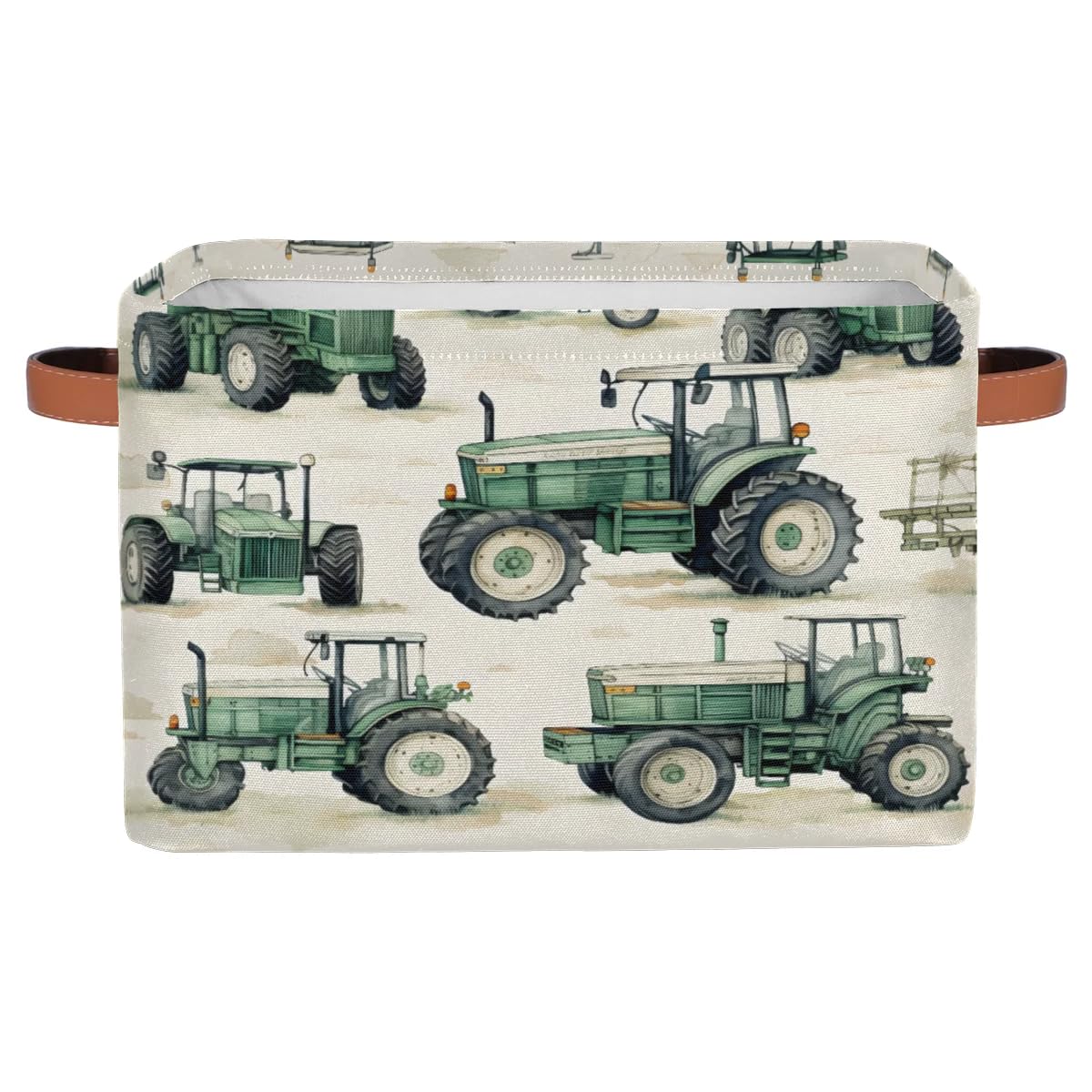 RPWOBBYQ Farmhouse Tractor Truck Storage Boxes Theme Storage Nursery Baskets with Handle Closet Collapsible Organizer Shelf Bins for Book Cloth 15 X 11 X 9.5 IN