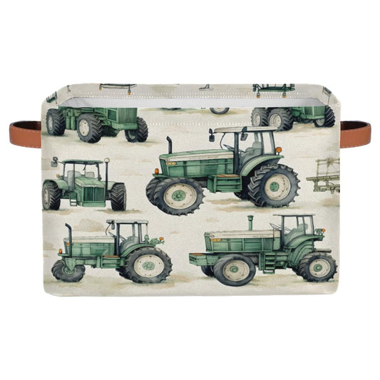 RPWOBBYQ Farmhouse Tractor Truck Storage Boxes Theme Storage Nursery Baskets with Handle Closet Collapsible Organizer Shelf Bins for Book Cloth 15 X 11 X 9.5 IN