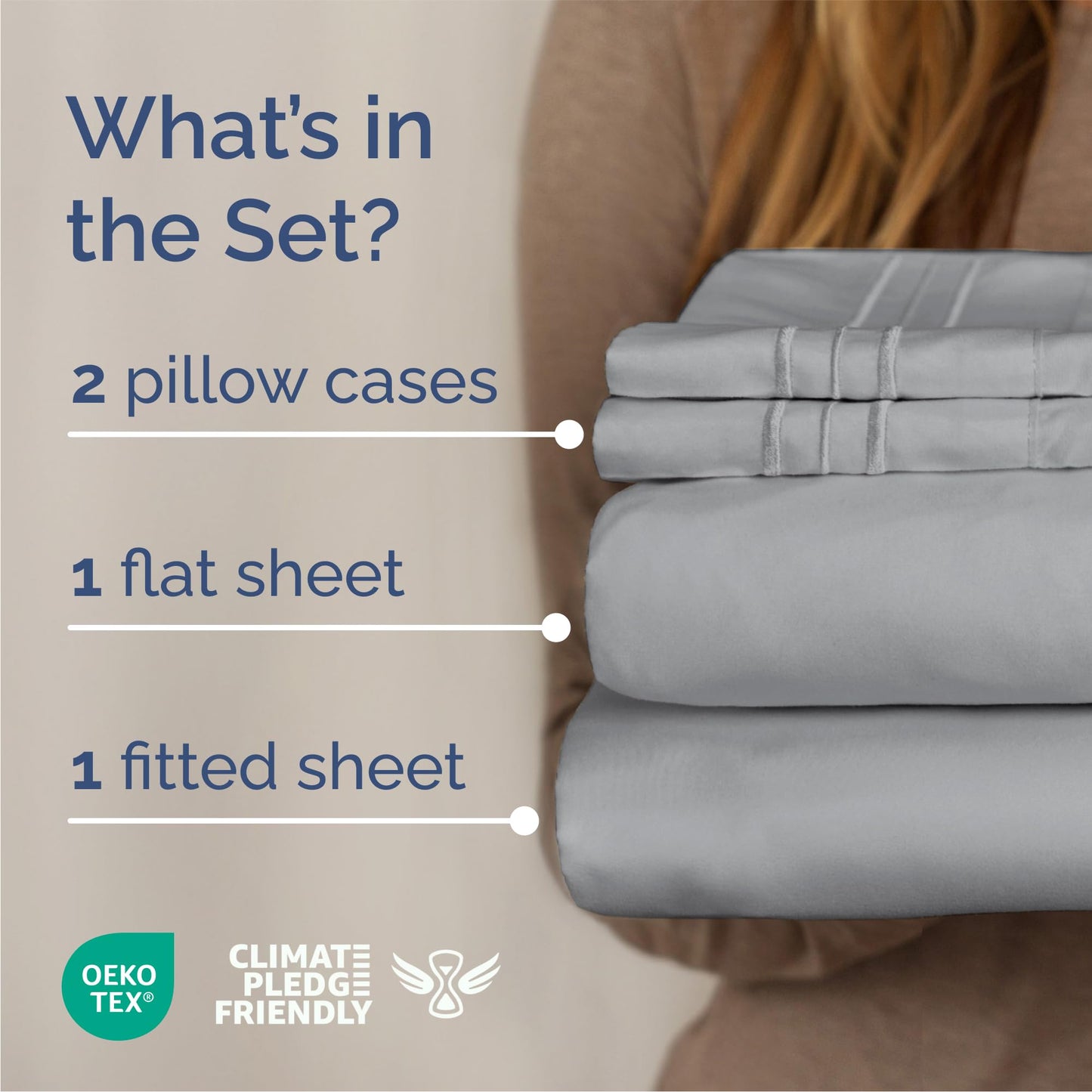 Queen Size 4 Piece Sheet Set - Comfy Breathable & Cooling Sheets - Hotel Luxury Bed Sheets for Women & Men - Deep Pockets, Easy-Fit, Soft and Wrinkle Free Sheets - Steel Blue Oeko-Tex Bed Sheet Set