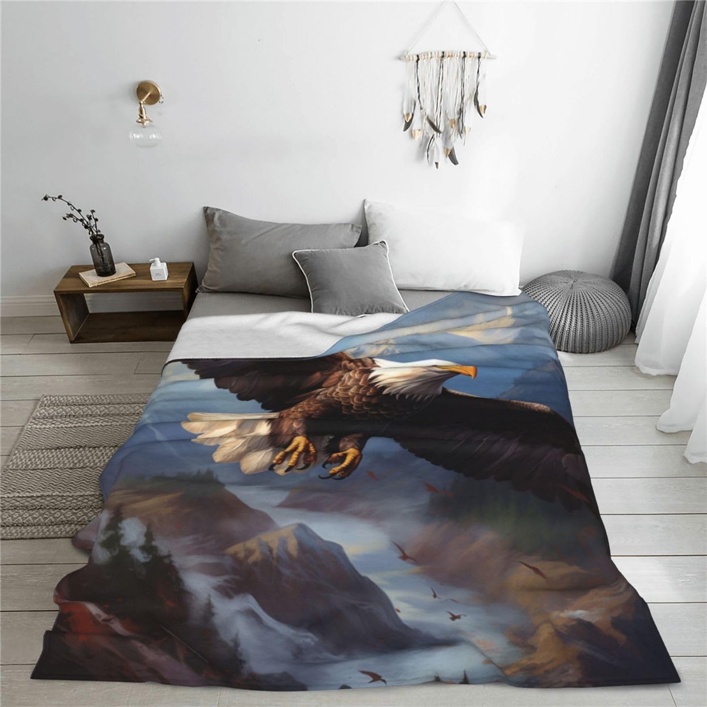 Turamurra Bald Eagle Throw Blanket - Eagle Decor, Warm Soft Plush Lightweight Fleece Flannel, 60"x50" for Adults & Kids