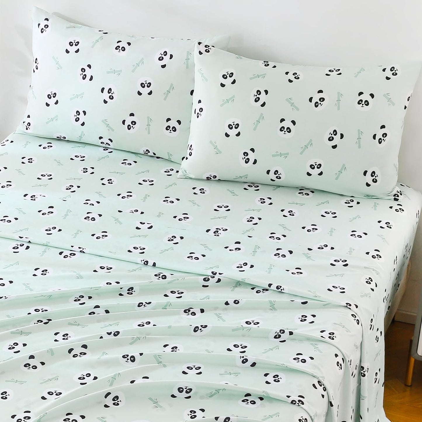ChicView Twin Sheet Set Kids,3 Pieces Breathable Soft Microfiber Bedsheets for Child Boys Girls, Anti Pilling Deep Pockets Easy Care Bed Sheets, Panda
