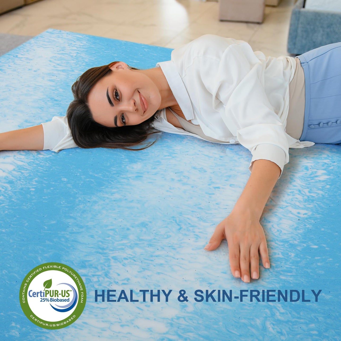 Bynex 2 Inch Gel Memory Foam Mattress Topper, King Size Cooling Bed Topper for Back Pain & Pressure Relief