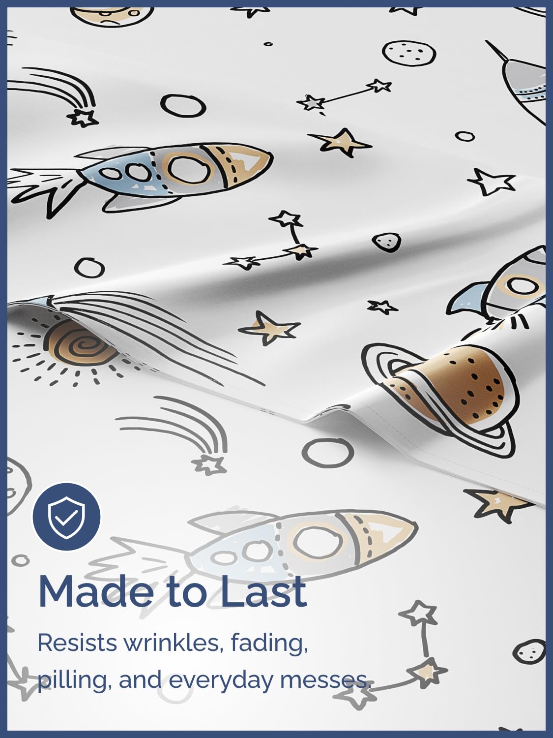 Kids Twin Size Bed Sheet Set - 3 Piece Kids Loft Bed Sheets - Space Galaxy Theme bedding - Soft, Cute - Breathable and Machine Washable - Spaceship Rocket Bed Set for Boys, Girls, Teens and Toddlers