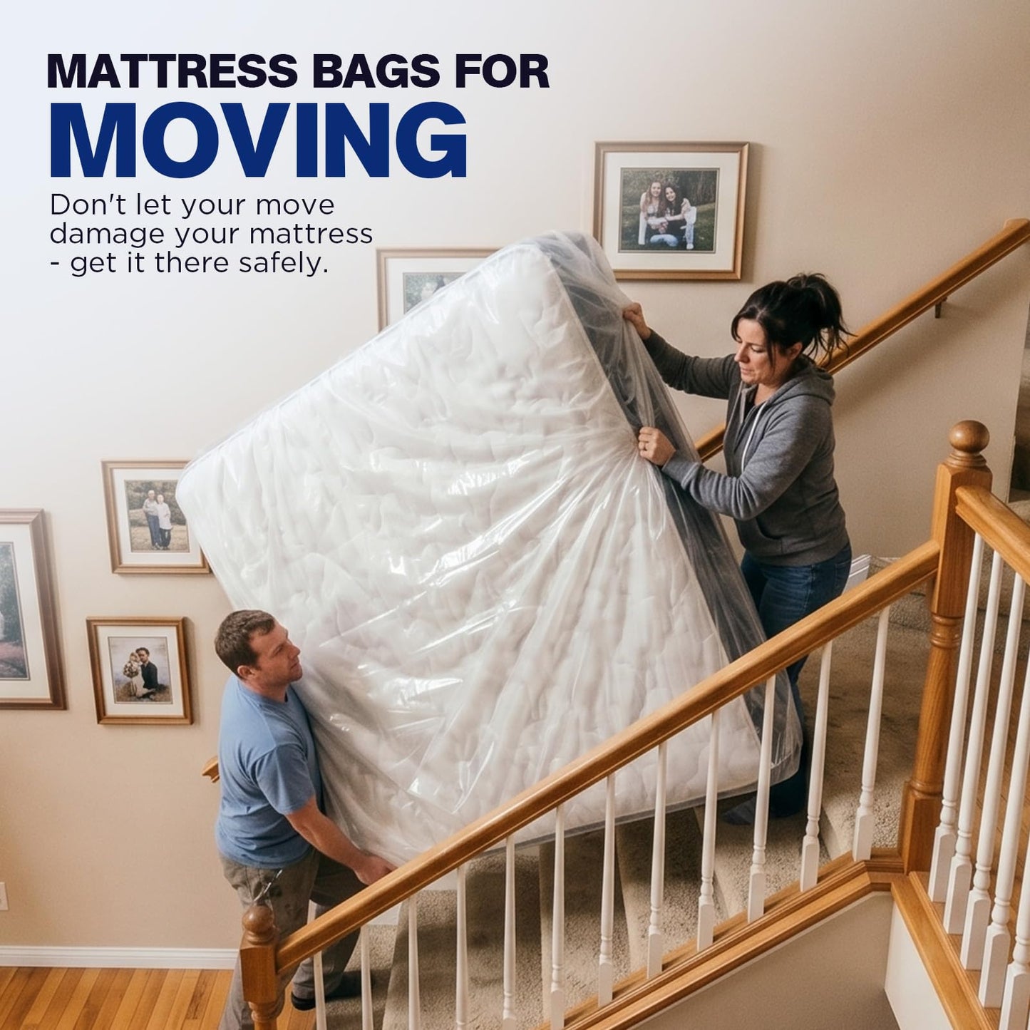 2 Pack Mattress Bags for Moving & Storage - 107" x 78" x 14'' for King / Queen Size, Waterproof & Tear-Resistant, 2.0 MIL Heavy Duty Mattress Cover Moving Supplies