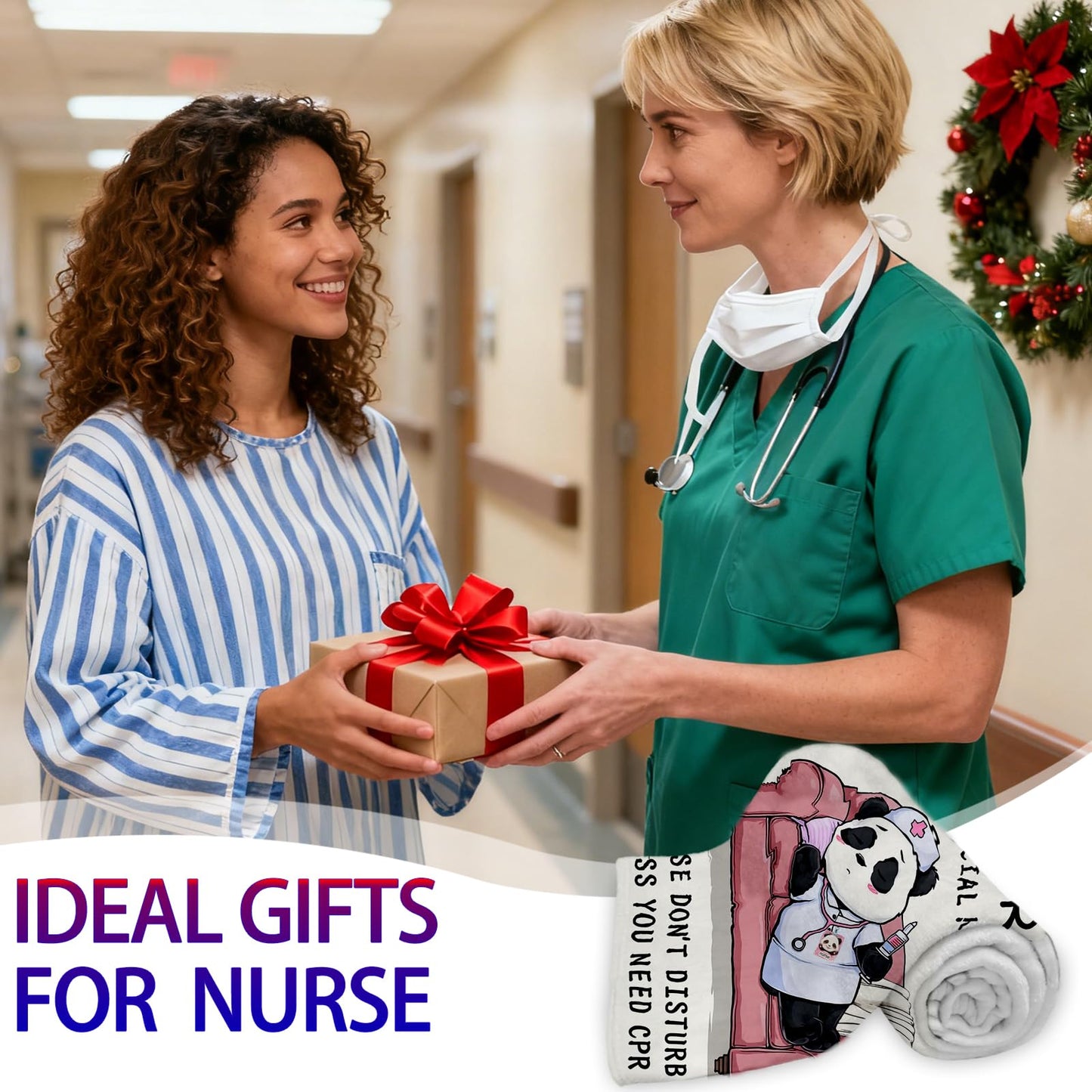 Nurse Appreciation Gifts for Women, Nurses Week/Day Gift for Her, Nursing Graduation Gifts - Funny Flannel Panda Blanket, LPN RN Birthday Gift for Nurses Practitioner Nursing Student, 60" x 50"