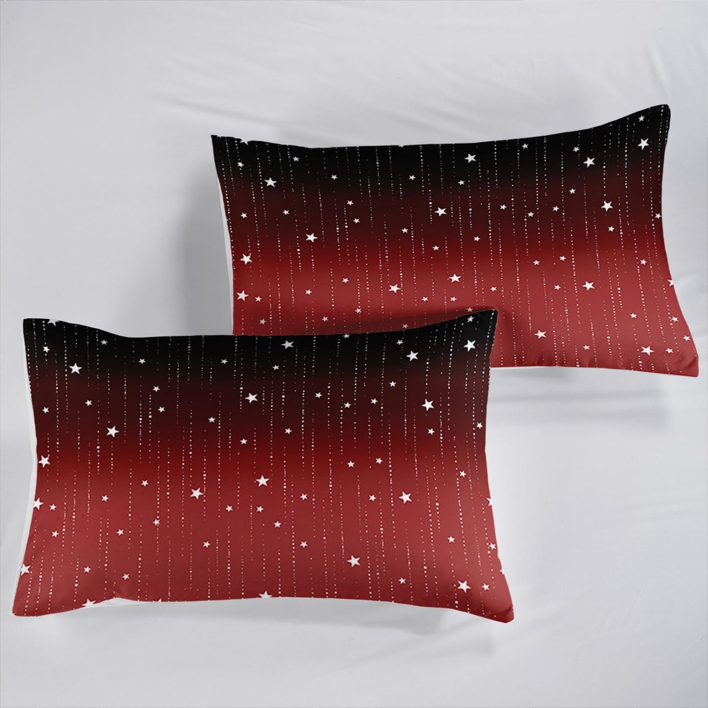 QOOMO 3Pcs Glitter Star Comforter Set Twin,Galaxy Bedding Set for Teens Boys Girls,Red and Black Printed Comforter with 2 Pillowcases,Down Alternative,Soft and Lightweight