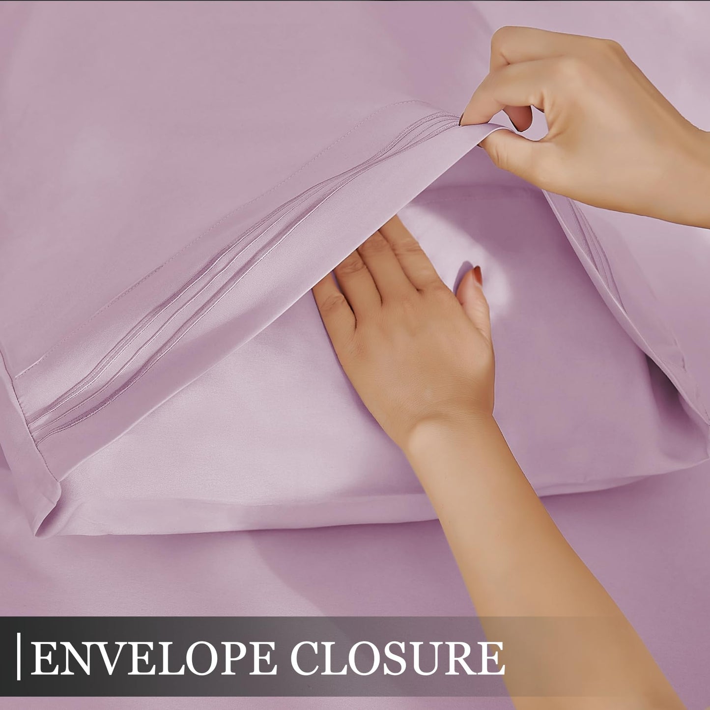Yibeizi King Size Sheets Set Cooling Deep Pocket Bed Sheet Sets, Lavender Soft Microfiber Oeko-Tex Hypoallergenic Sheets & Pillowcases Wrinkle Free Bedsheets