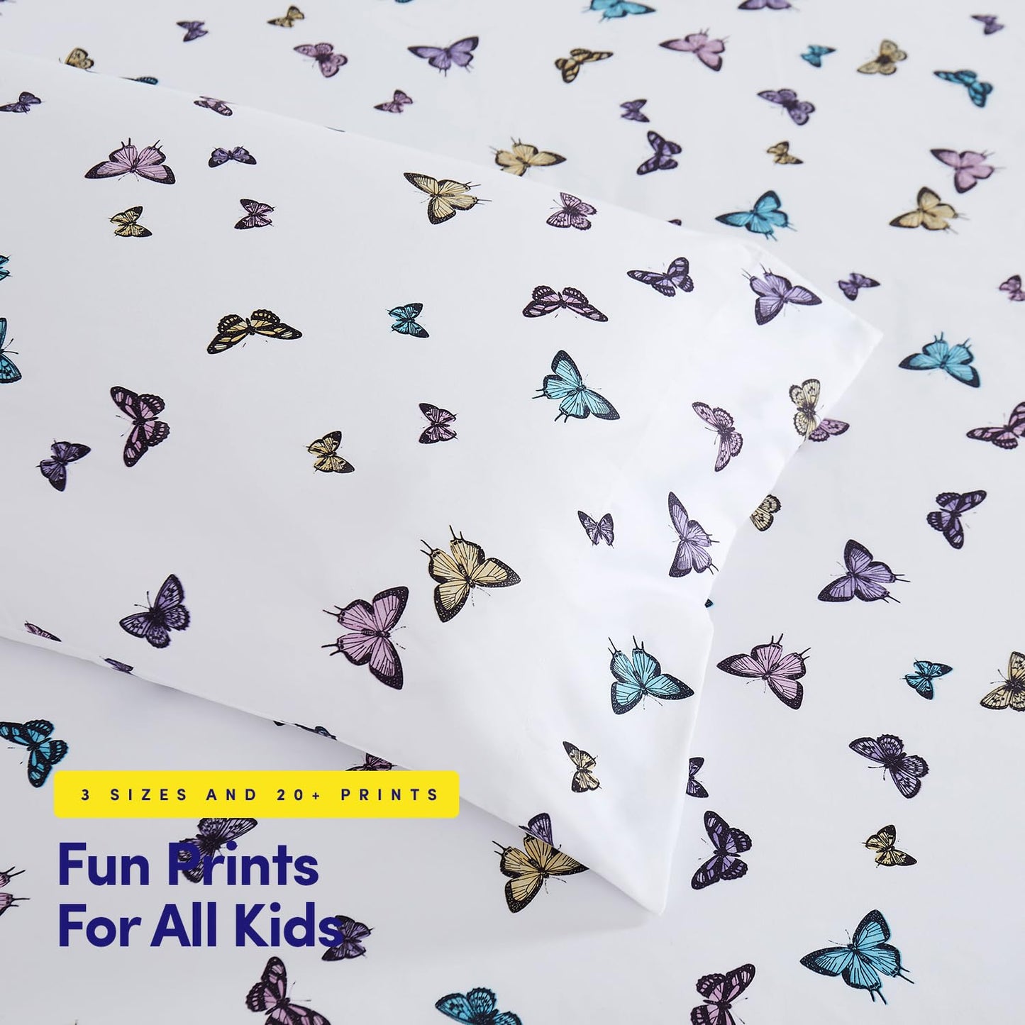 1500 Supreme Kids Bed Sheet Collection - Fun Colorful and Comfortable Boys and Girls Toddler Sheet Sets - Deep Pocket Wrinkle Free Soft and Cozy Bedding - Twin, Butterflies