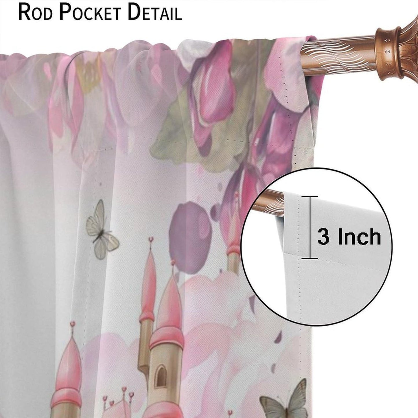 Pink Princess Castle Curtains For Girls Magic Fairy Tale World One Romantic Floral Castle Pattern Rod Pocket Window Treatments for Kids Bedroom Living Dining Room 2 Panels Set 41x 45 in （No Blackout）