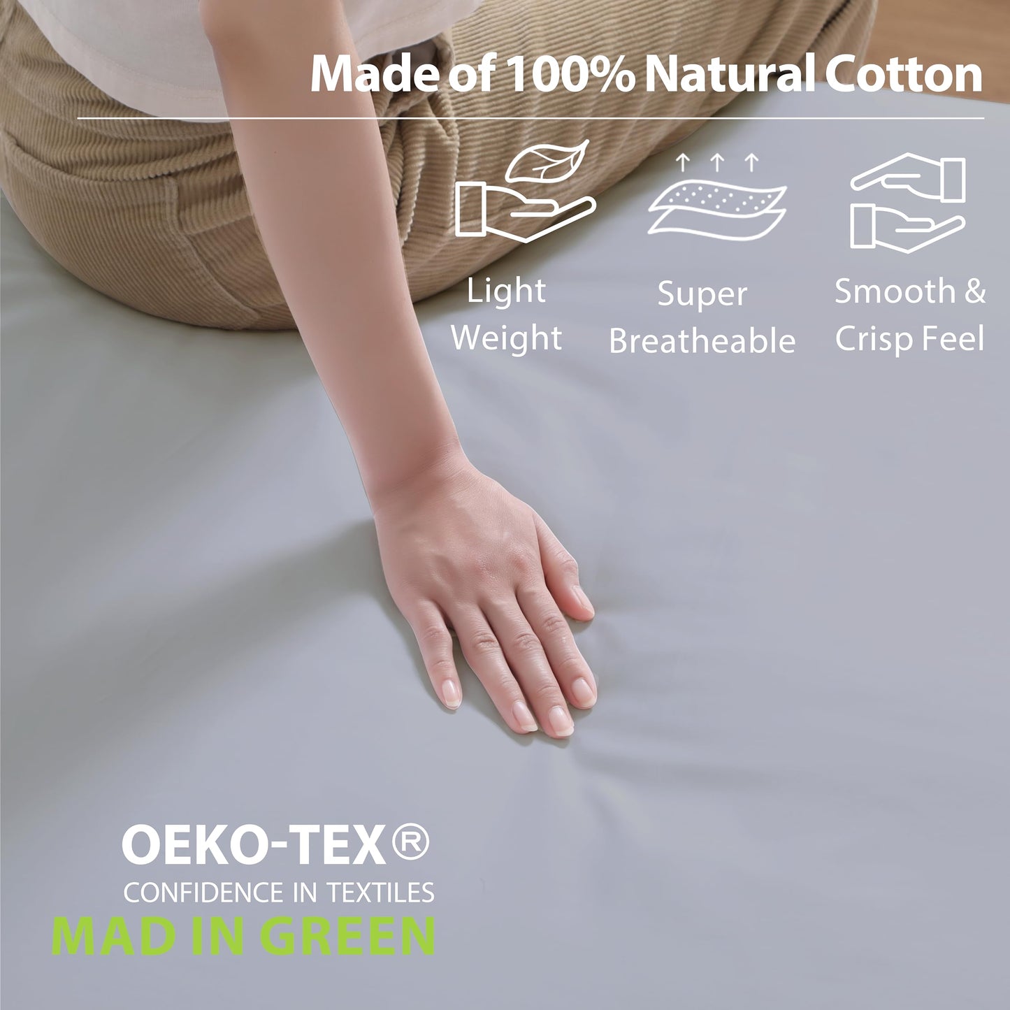 2 Pack Queen Fitted Sheets Only, 100% Egyptian Cotton, Super Soft 600 Thread Count Sateen, 16" Deep Pocket Bottom Sheets, Breathable Hotel Quality, Durable All-Around Elastic, Grey