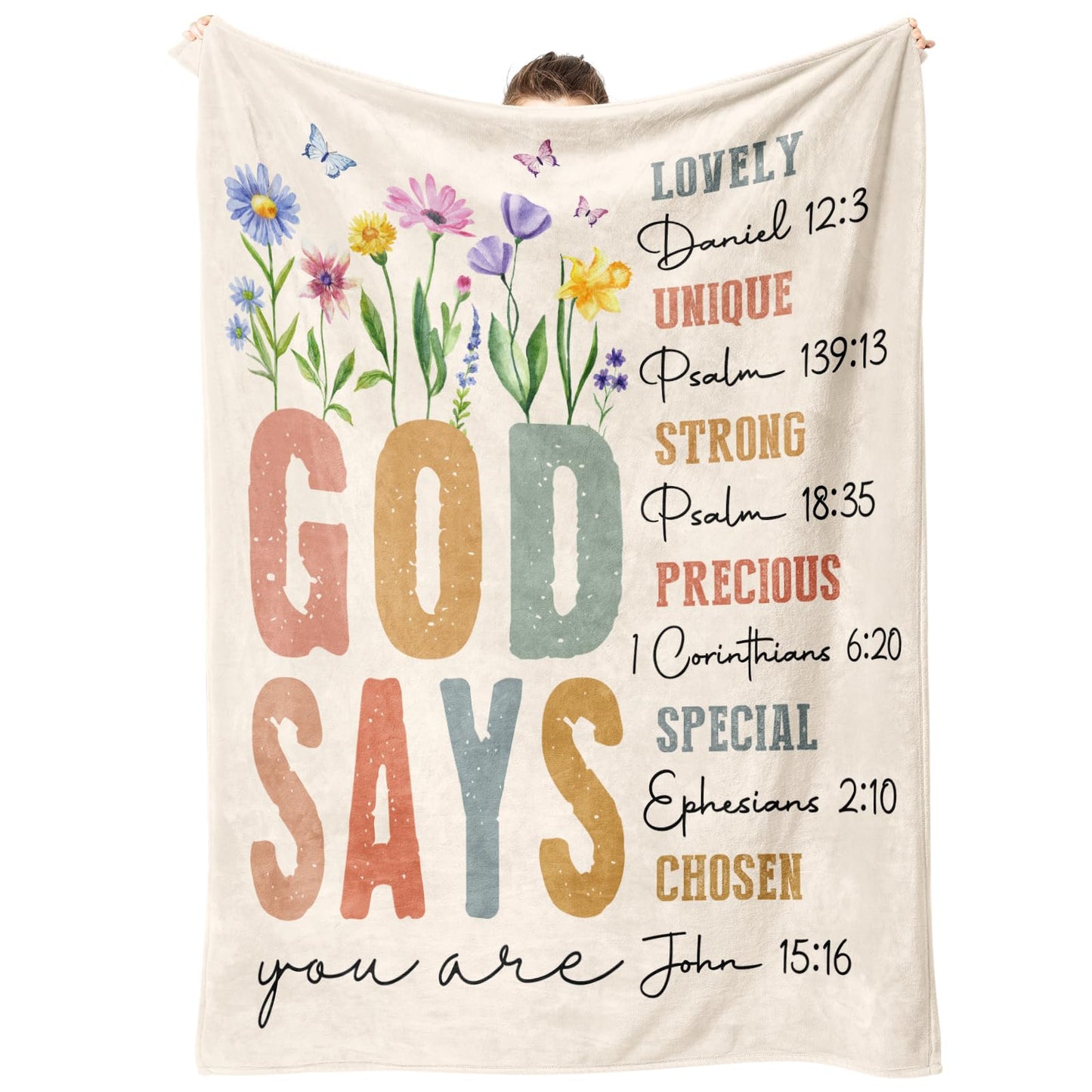 SteadStyle Christian Gifts for Women Birthday - Inspirational Floral Throw, Religious Birthday Gift for Women, Christian Blanket for Mom Sister Friend Girl, Baptism Confirmation Spiritual Gift for Her