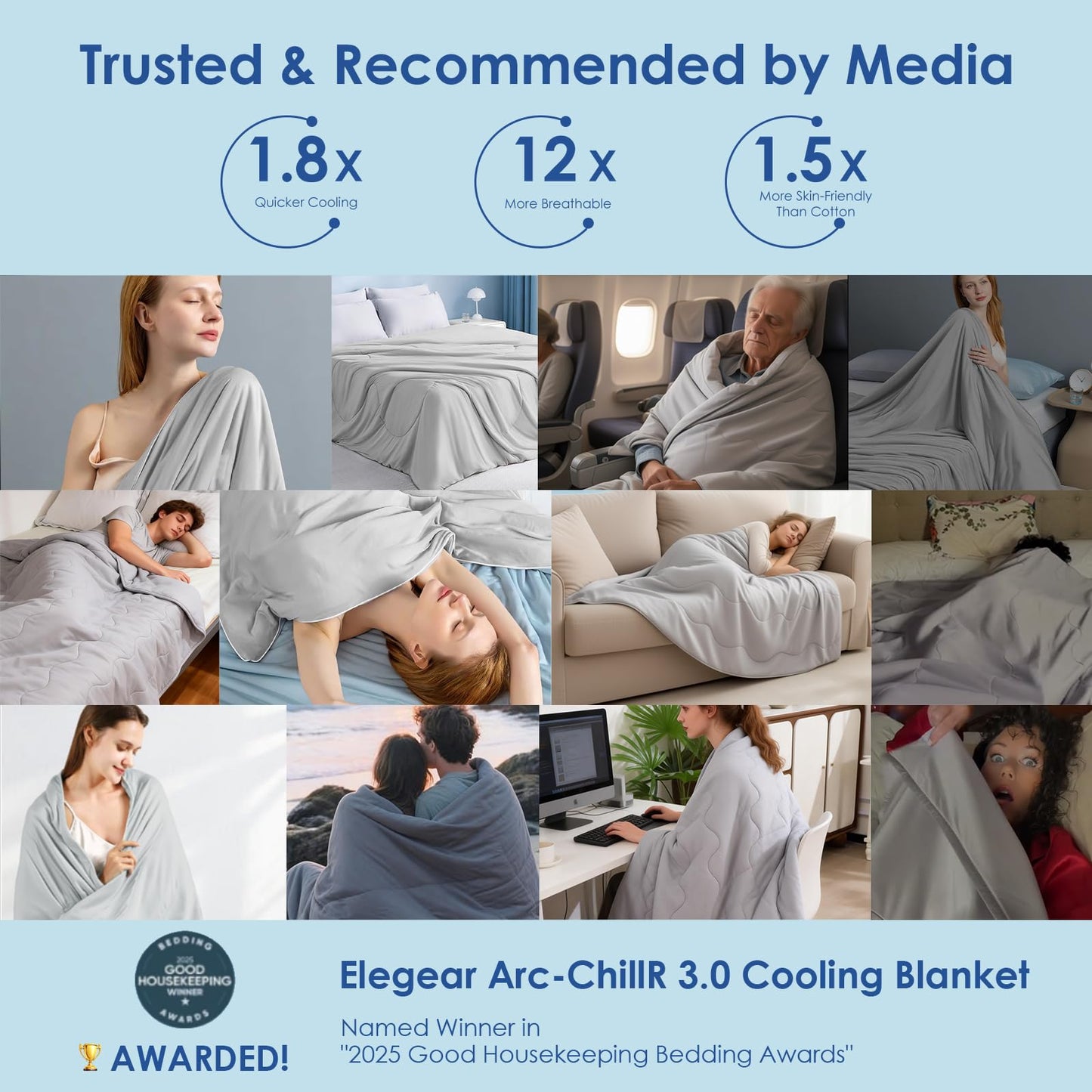 jiaao 30-Second Cooling Comforter Queen, Summer Blanket for Hot Sleeper