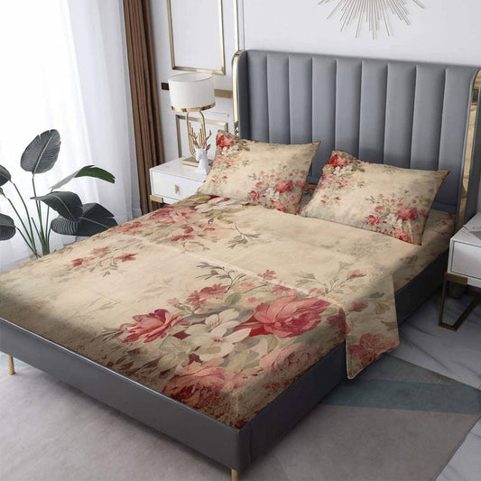 THYUNQ Antique Floral Sheets Queen Size Bed, Vintage Flower Pattern Sheet Set & Bedroom Decor - 16 Inch Deep Pocket, Super Soft Microfiber Bedding Sheets & Pillowcases 4 Piece