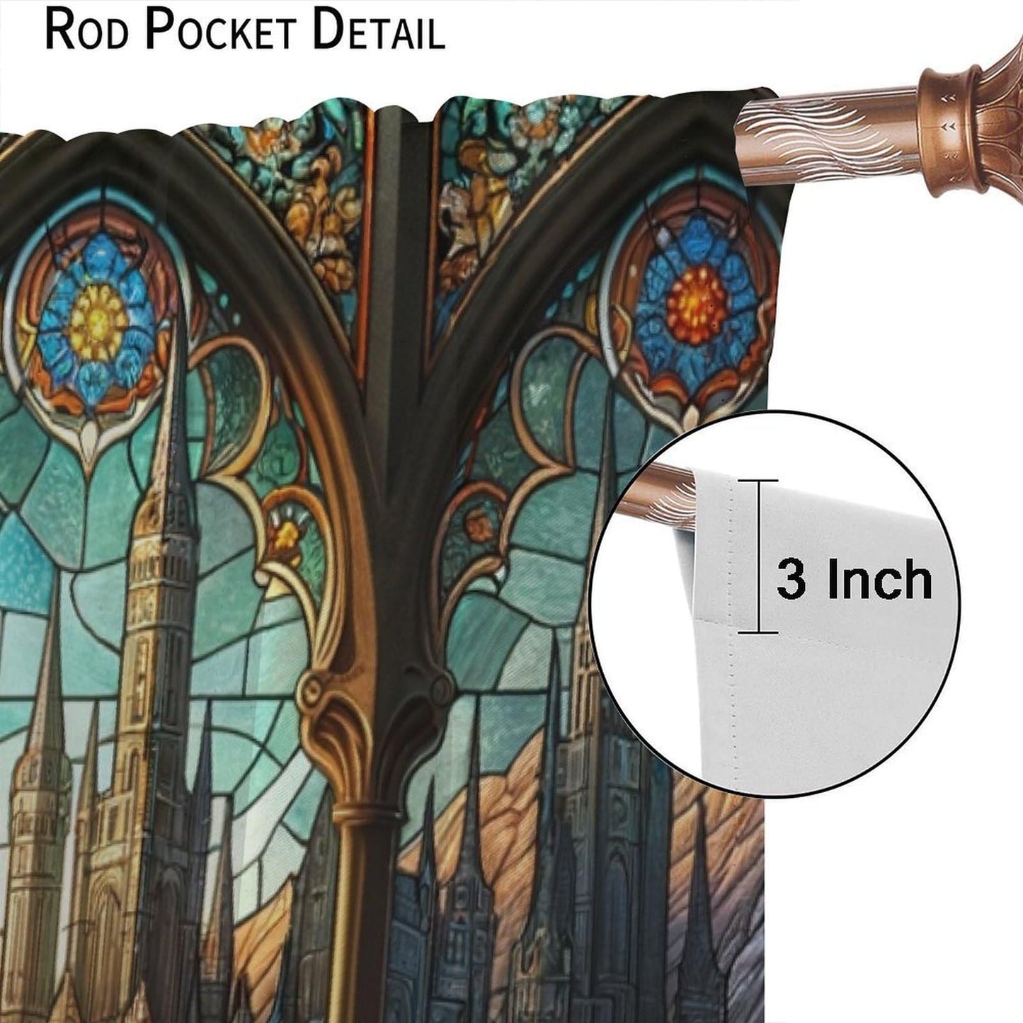 FengMingRui Stained Glass Curtains Western Monon Dragon Castle Abstract Geometry Window Treatments for Boys Girls Bedroom Game Room Window Drapes 42" W X 45" L
