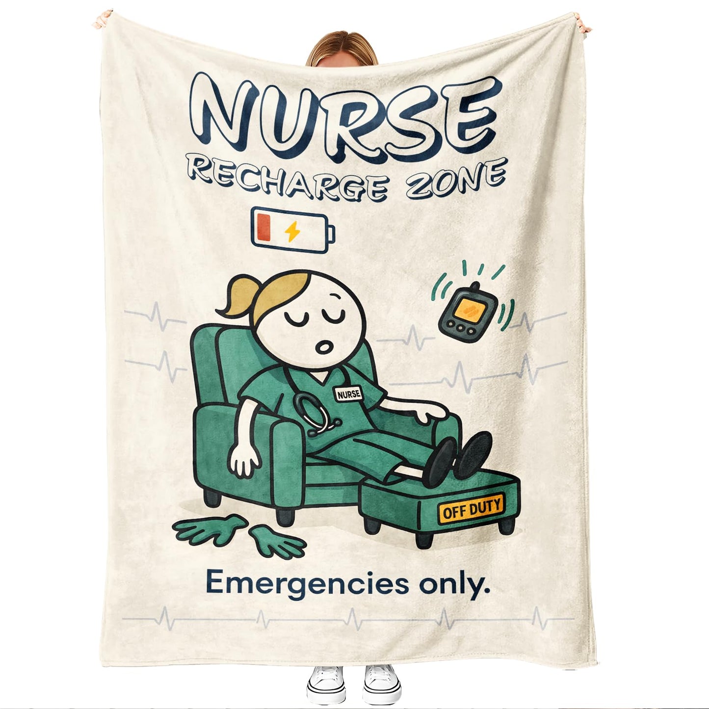 LuxeCove Nurse Blanket Gift, Recharge Humor Throw for RN LPN CNA NP, Nurses Week & Graduation Appreciation, Funny Cozy Couch Decor for Women & Men, Nursing Student Gift, 50'' x 60''