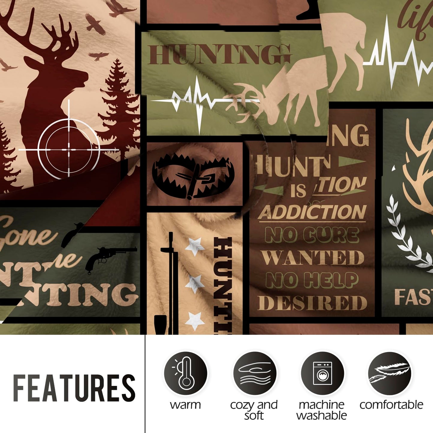 Levens Hunting Gifts for Men, Hunter Camo Throw Blanket Gifts for Hunters Dad Husband 50"x60", Deer Hunting Lovers Gift, Hunting Deer Forest for Couch Bed Sofa Travelling, Birthday Christmas Idea