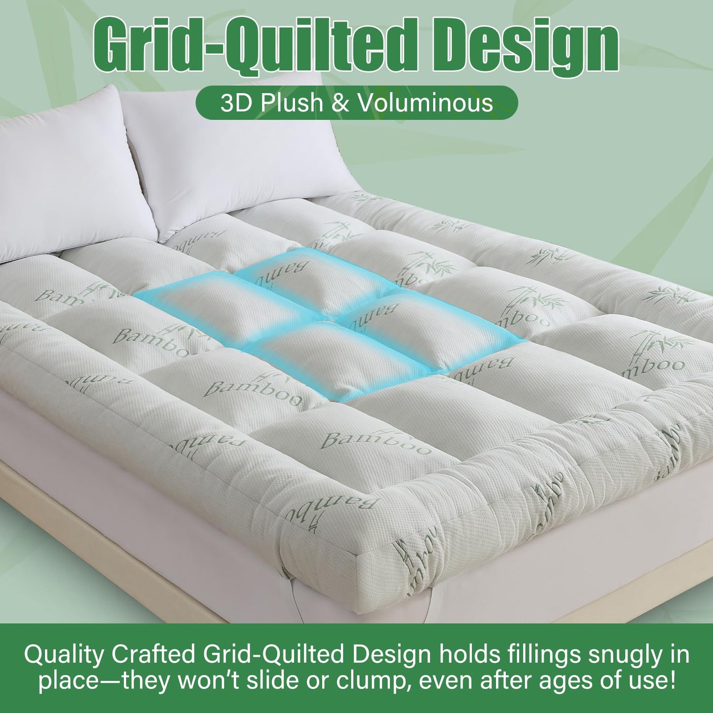 WhatsBedding 5 Inch Memory Foam Mattress Topper Queen Size for Back Pain Relief, with Cooling Breathable Bamboo Viscose Air Layer, Soft Pillow Top Mattress Topper, 80x60x5in
