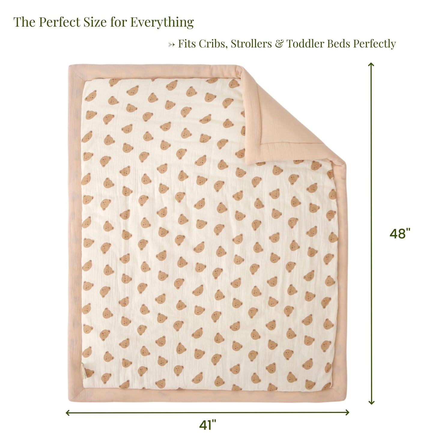 CLoucl Cotton Muslin Toddler Comforter/Quilt,Ultra Soft & Breathble Muslin Toddler Blanket,All Season Baby Blankets for Boys and Girls, Machine Washable,41"x48"
