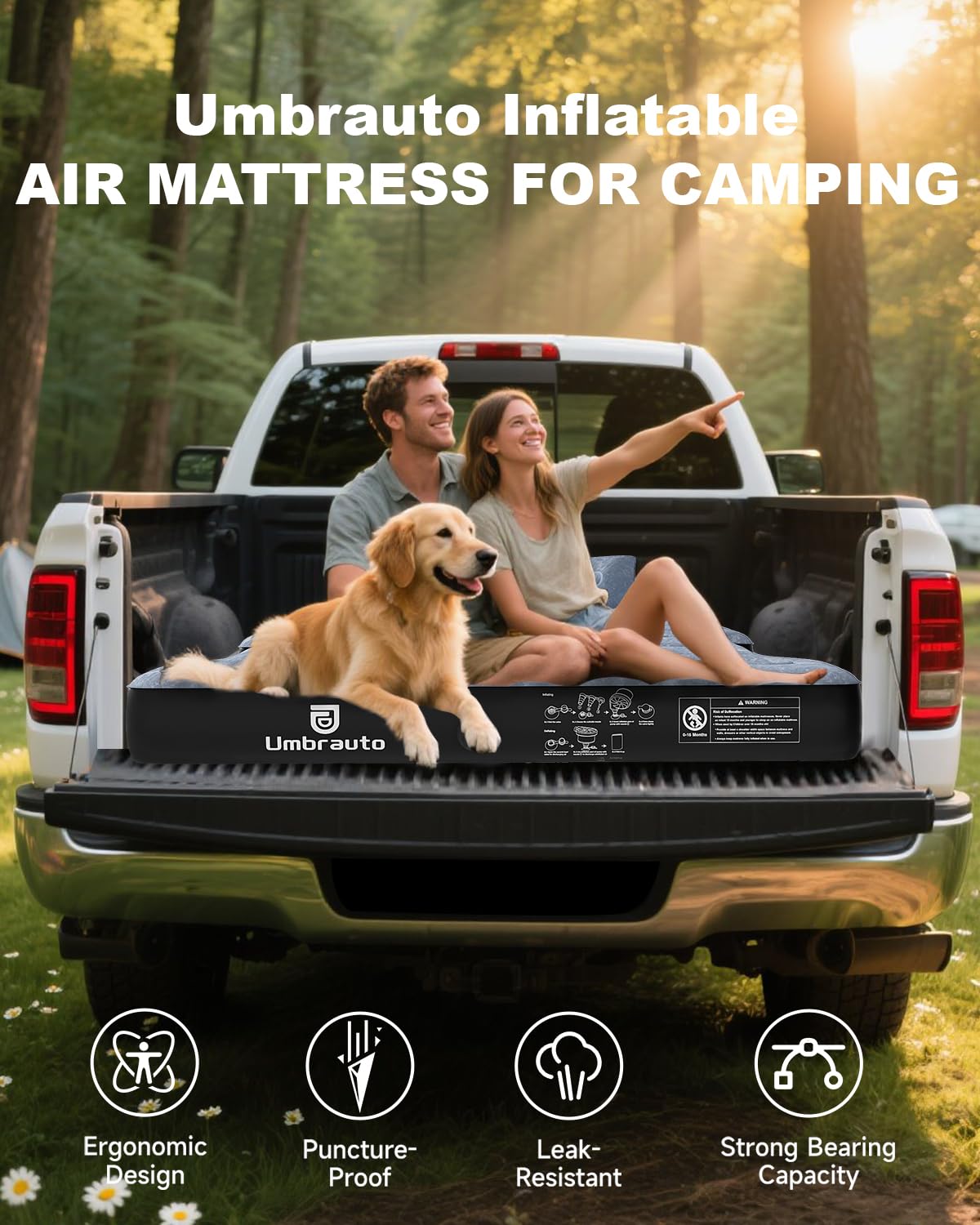 Umbrauto Inflatable Truck Bed Air Mattress for Full Size Short Truck Beds, 5.5-5.8ft, with Pump & Carry Bag. Perfect for Outdoor Adventures