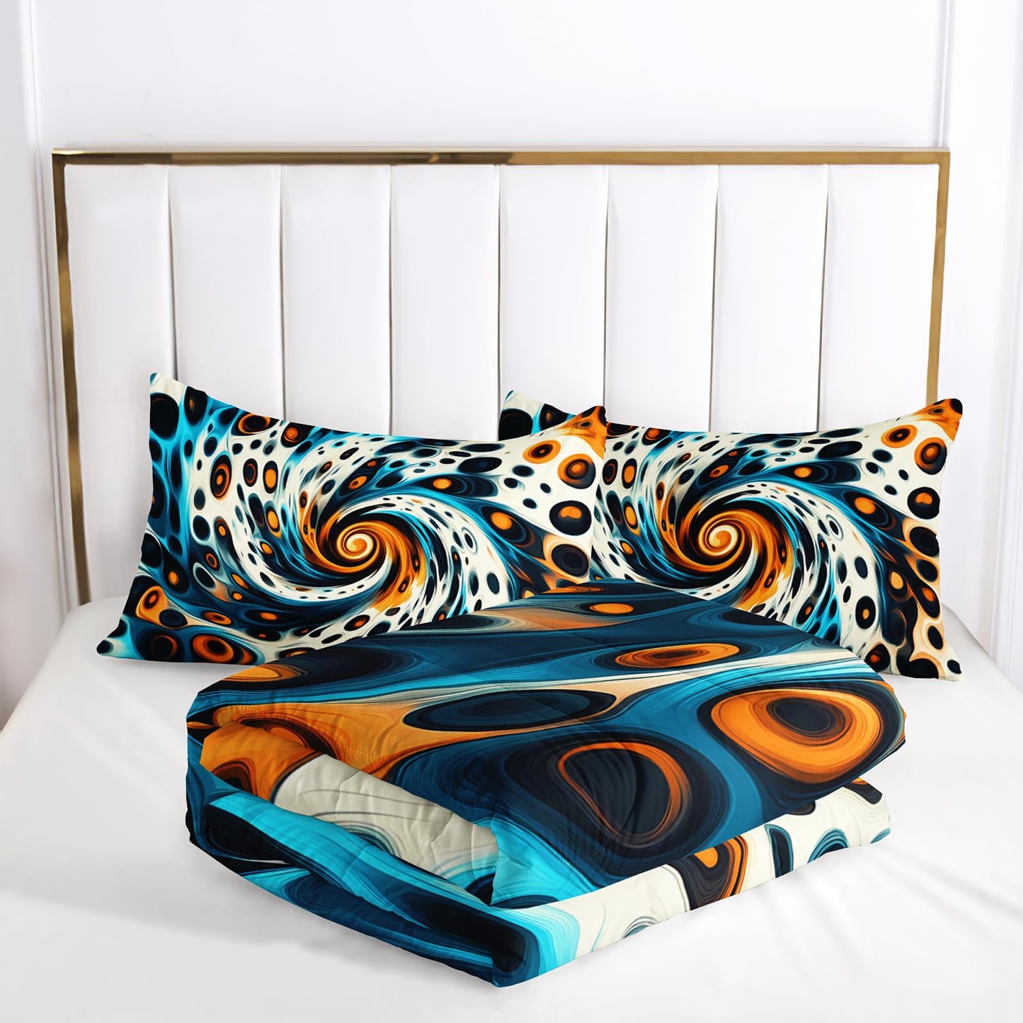 lneffble Leopard Print Geome Comforter Set Full Size，Leopard Print Bedding Set Full