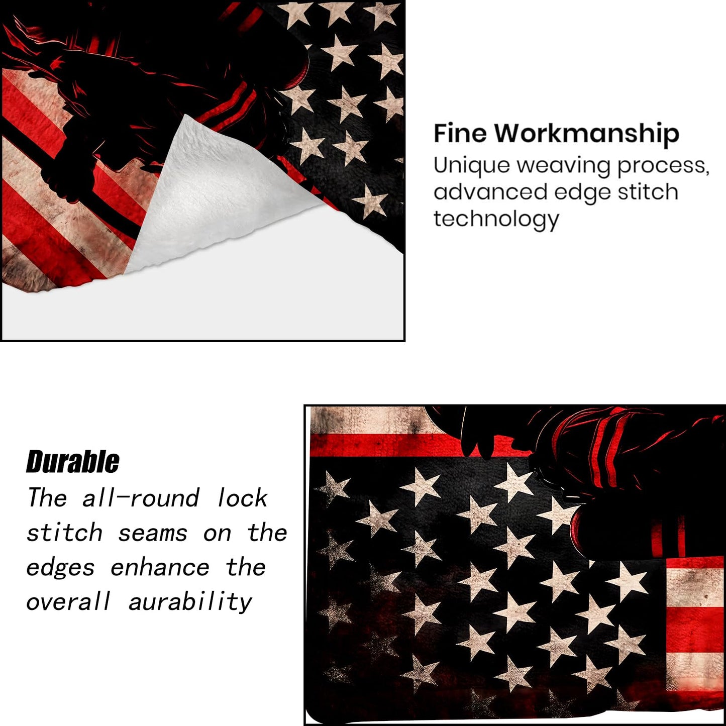 ainori Patriotic Firefighter Blanket - American Flag and Heroic Silhouette Fleece Throw,Gifts for Adult, Soft & Warm,Lightweight, for Modern Decor, Honoring First Responders,Room Home Accents 50x60in