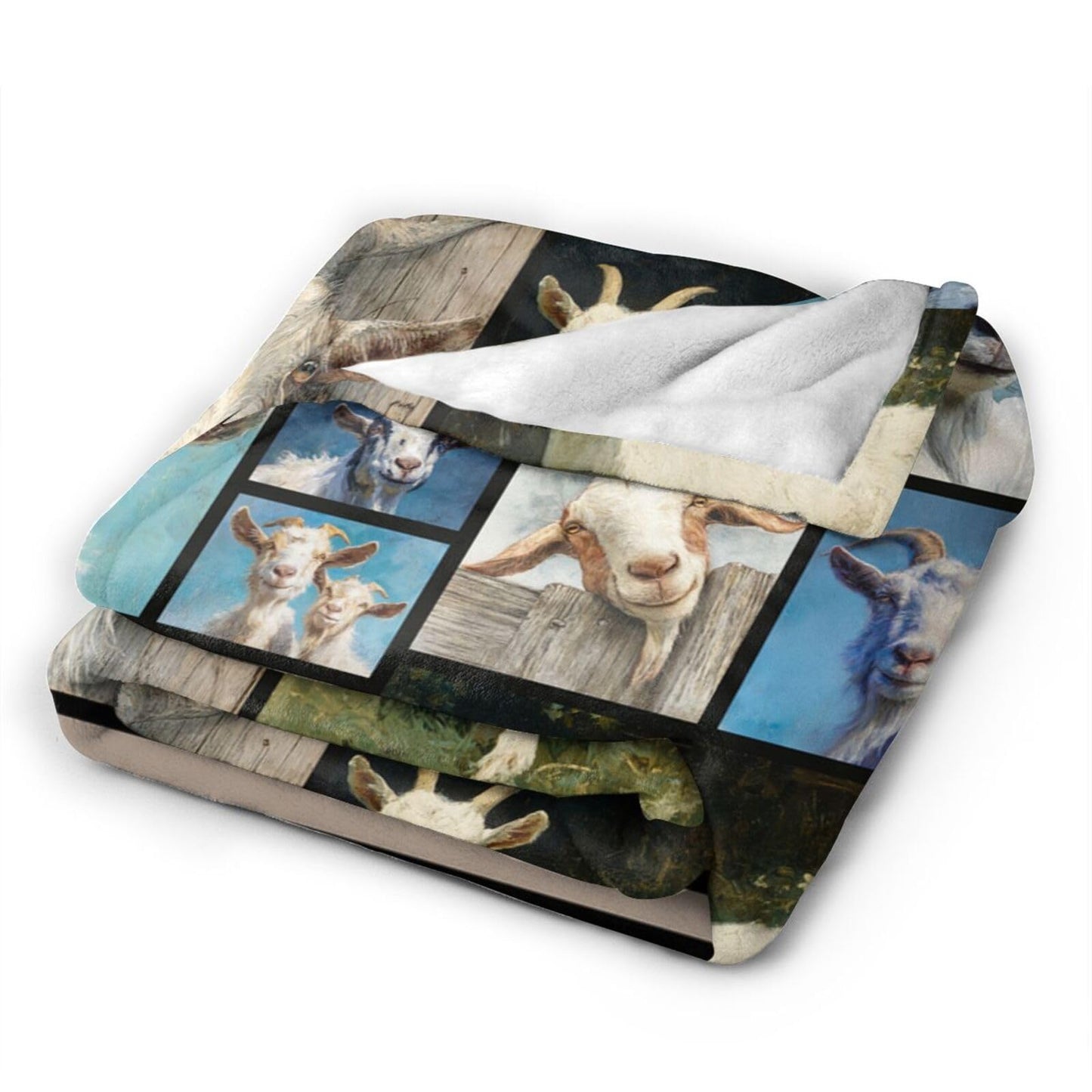 Dynova Goat Blanket Cozy Plush Goats Throw Blankets Fuzzy Flannel Fleece Sheep Animal Gifts Decor for Girls Boys Women Men 50"X40"