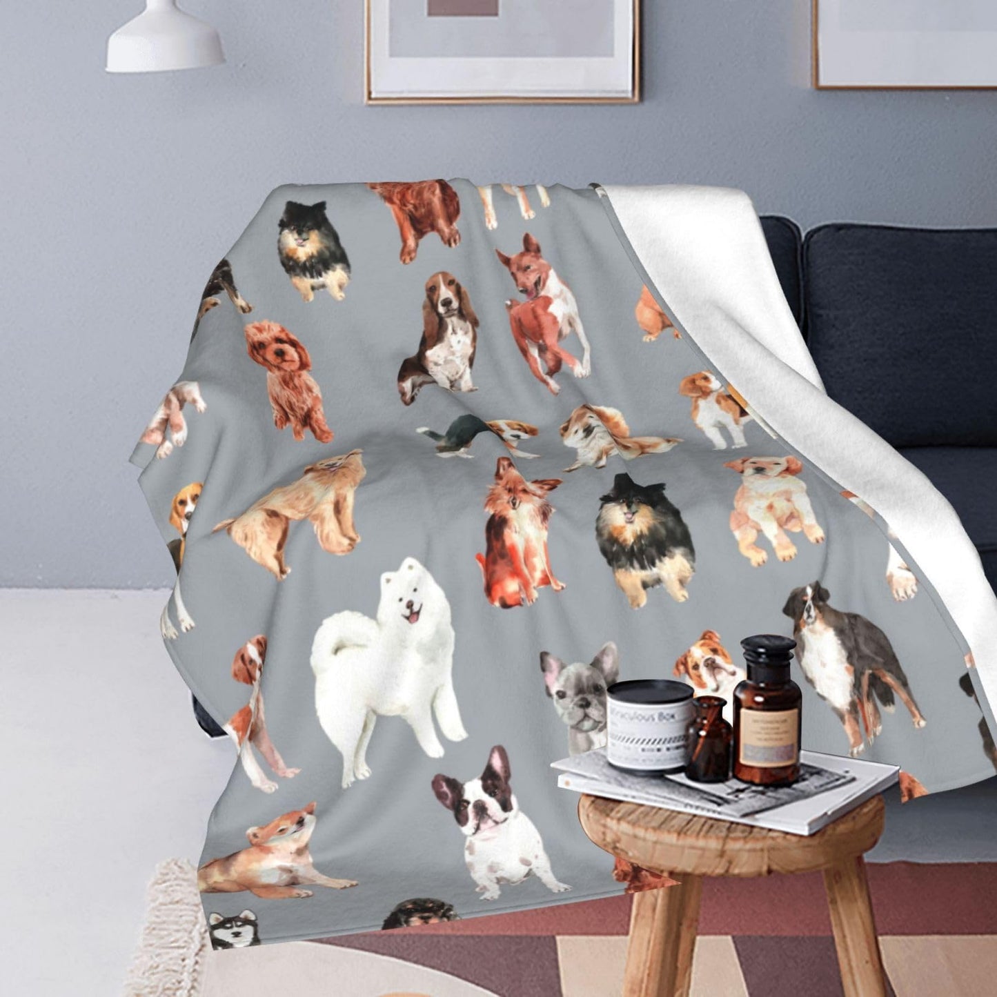 Cute Puppy Dog Throw Blanket Cozy Fluffy Plush Blanket Soft Flannel Throw Blanket for Kids Men Women Gift Sofa Bed Couch 50"x40" Christmas