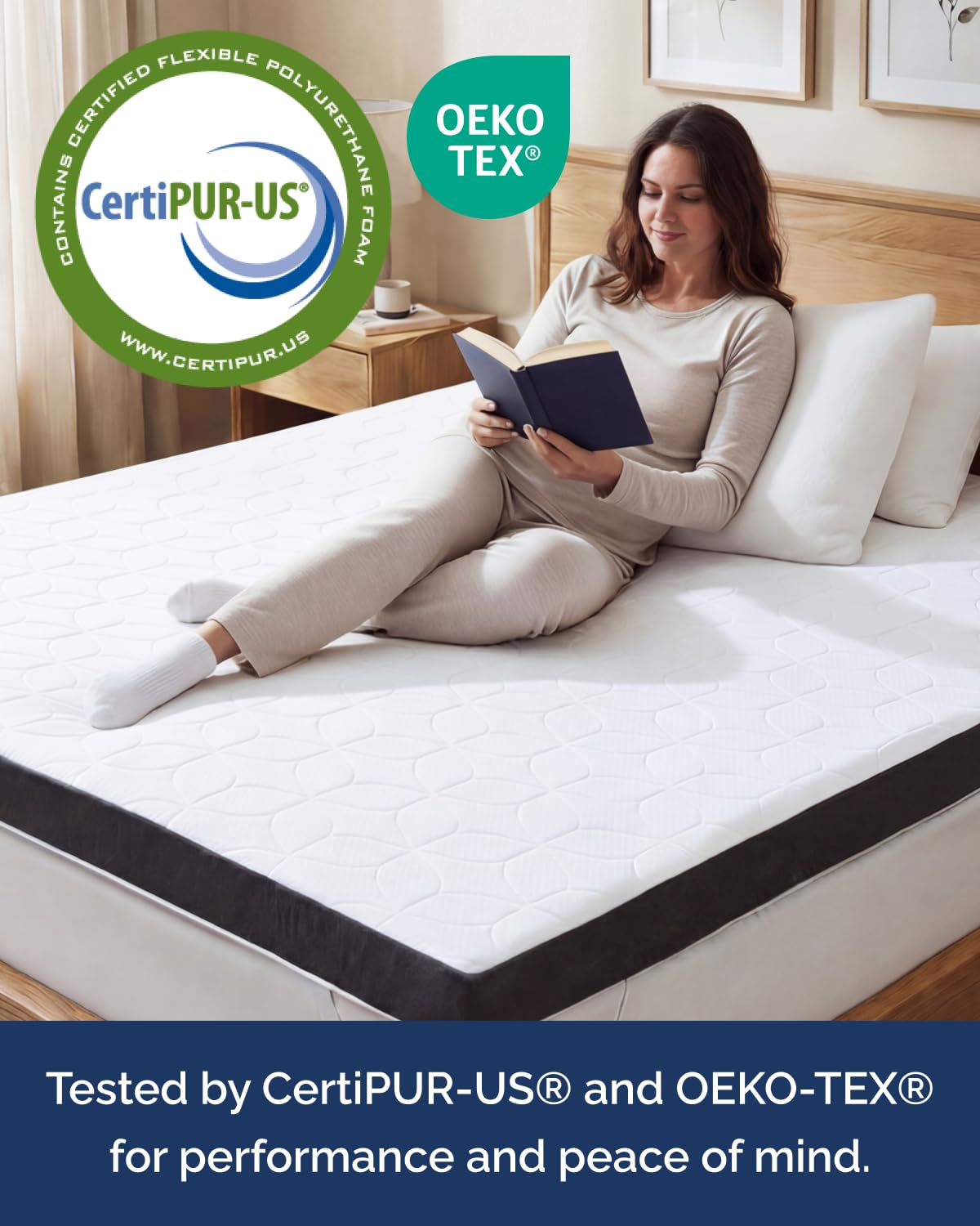 Mattress Topper - 3 Inch Memory Foam Mattress Topper with Cooling Cover for Hot Sleepers - Plush, Thick & Comfy - Pain & Pressure Relief - Full Size Mattress Pad with Straps & Removable Washable Cover