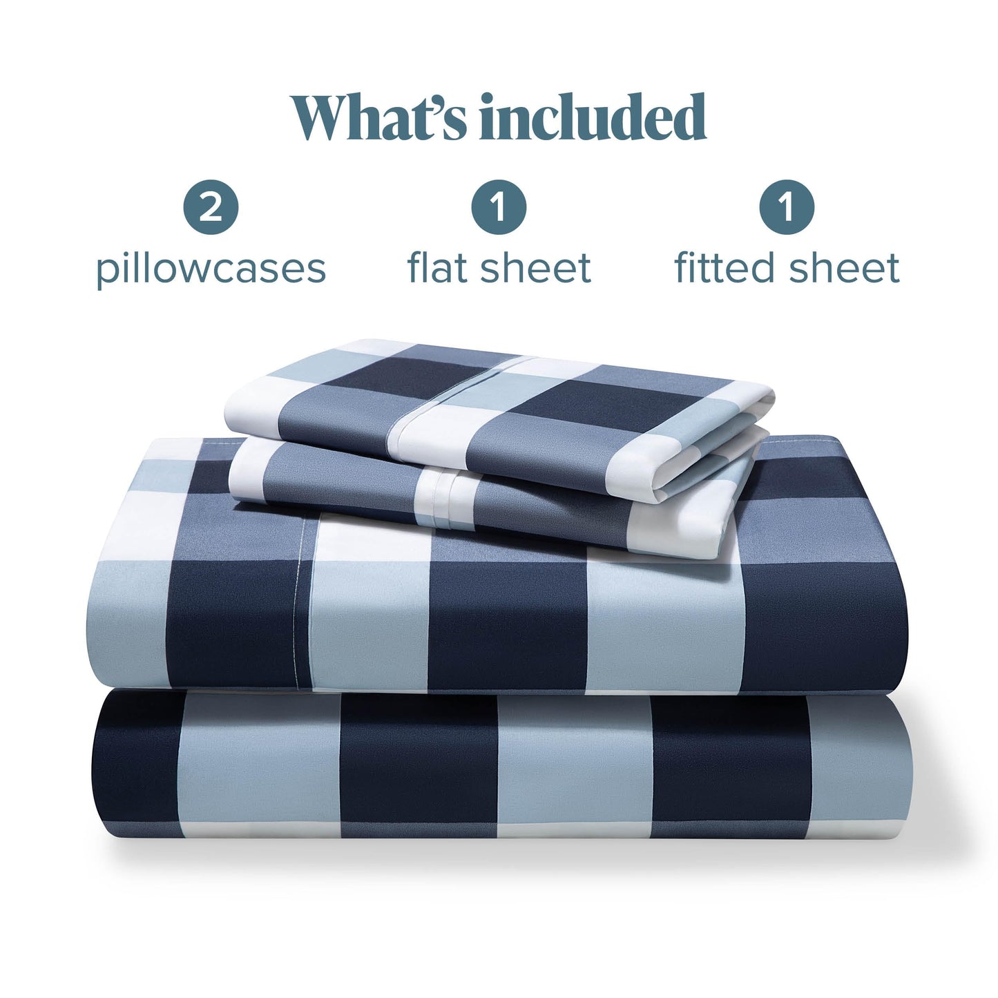 Bare Home Queen Sheet Set - Luxury 1800 Ultra-Soft Microfiber Double Brushed - Deep Pockets - Easy Fit - 4 Piece Set - Bedding Sheets & Pillowcases (Queen, Gingham Blue)