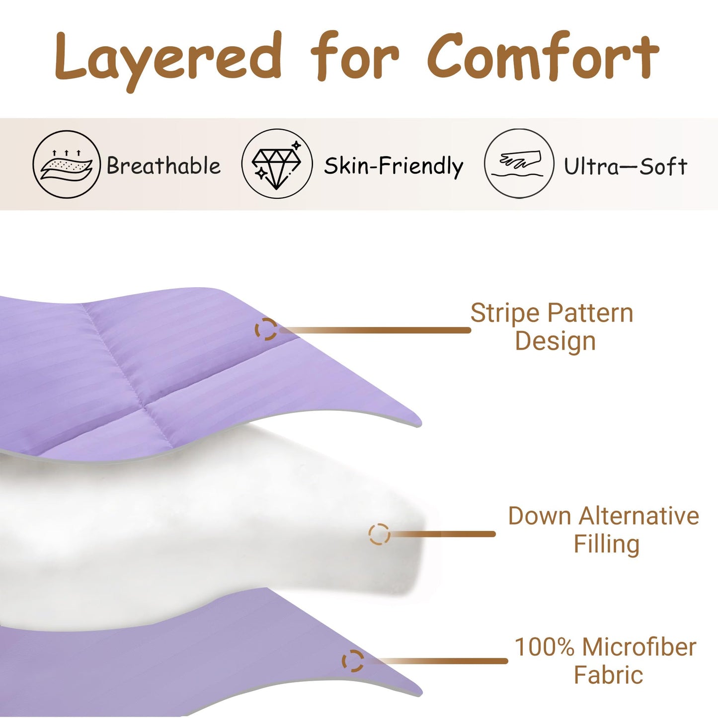 ZPECC Toddler Down Alternative Comforter, 39x47 Hypoallergenic Baby Blanket Quilt, Soft Breathable Lightweight All Season Kids Duvet Insert for Crib Stroller Cot Daycare, Purple Stripe