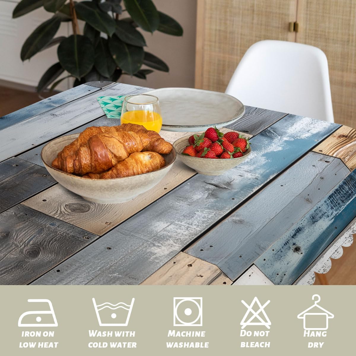 XYJFZL Farmhouse Tablecloth Wood Texture Abstract Rectangle Polyester Table Cloths Kitchen Table Cover for Dining BBQ Picnic Coffee Table 52 x 70 Inch 4-6 Seats