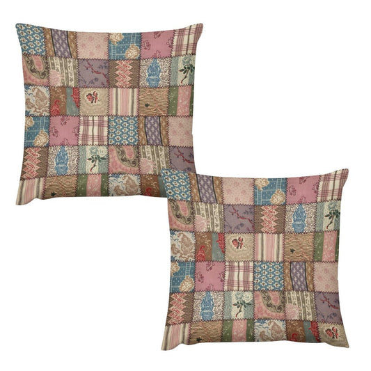 Patchwork Pillow Covers Set of 2,Vintage Bohemian Paisley Stitching Floral Farmhouse Cottage Throw Pillow Covers 16x16 Inches Cotton Square Pillow Cover Set for Couch Bed Living Room Outdoor 16 "x16 "