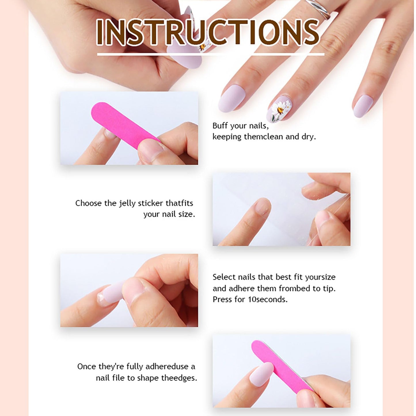 Handmade Press on Nails Long Stiletto Fake Nails French Tip Leopard print with 3D Flower Designs Pink Glossy Cute Acrylic Nails for Women 10pcs (Size M）