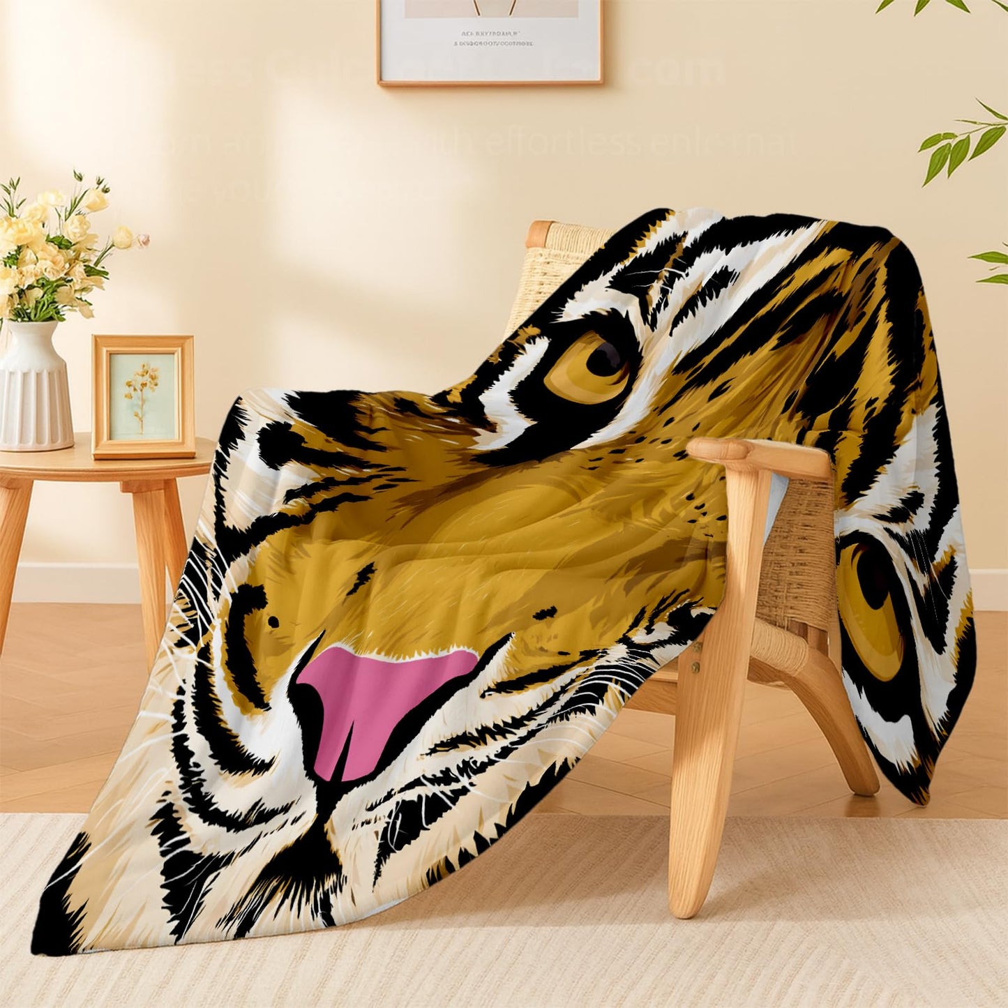 Tiger Face Blanket, Lightweight Cozy Bold Close-Up Wildlife Throw Blanket Gifts for Women Men Kids, 50×60 Inch Soft Warm Flannel Throws for Bed Decor Travel Couch