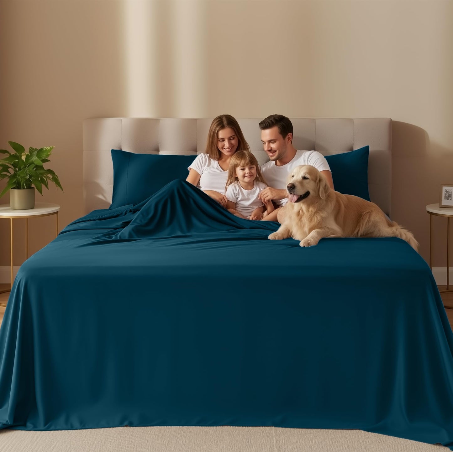 Utopia Bedding Queen Sheet Set – 4 Piece Bed Sheets for Queen Size Bed, Soft and Breathable Microfiber, Includes 1 Fitted Sheet, 1 Flat Sheet and 2 Pillowcases (Blue Heaven)