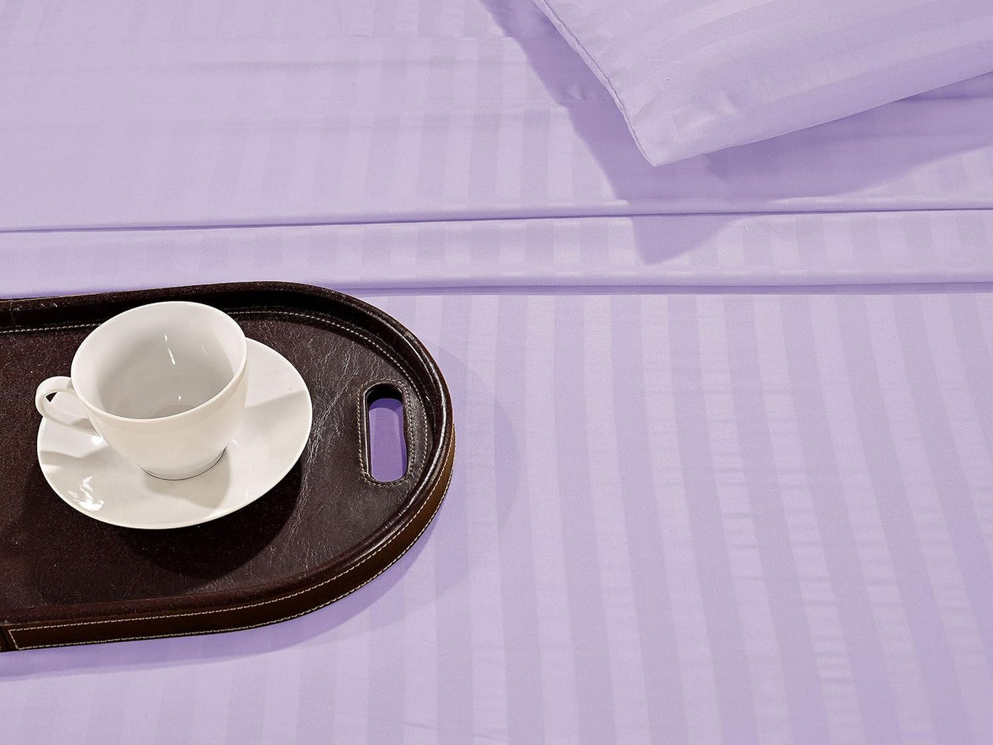 Elegant Comfort Luxury Soft Bed Sheets Dobby Stripe 1500 Premium Hotel Quality Microfiber Softness Wrinkle and Fade Resistant (4-Piece) Bedding Set, Twin XL, Stripe Periwinkle Lavender
