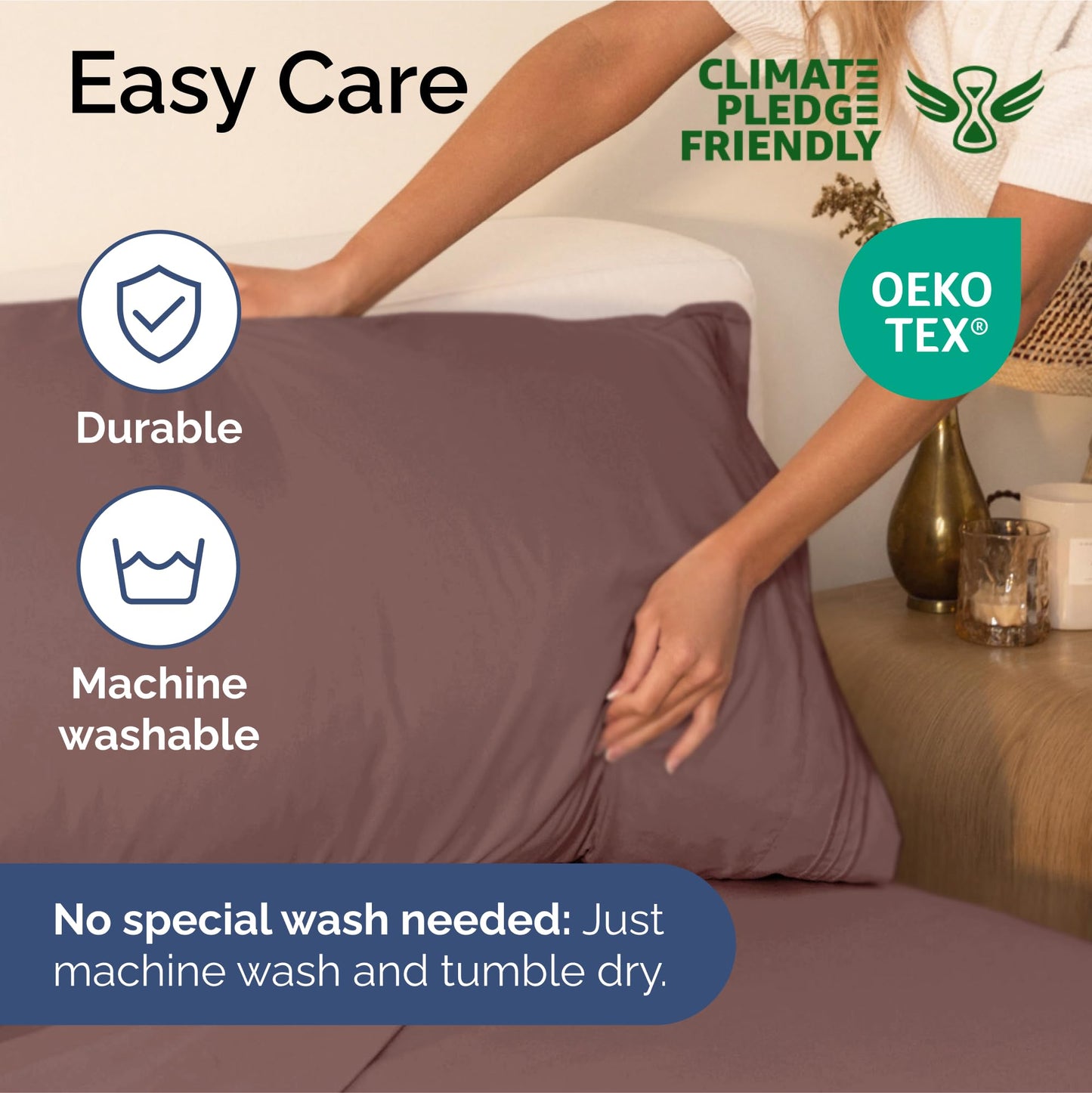 Queen Size 4 Piece Sheet Set - Ultra Soft & Cooling Bed Sheets - Fits 8 Inch to 16 inch Mattress - Wrinkle & Fade Free with Deep Pockets - Easy-Fit, Breathable & Comfy - Hotel Luxury Bedding - Clay