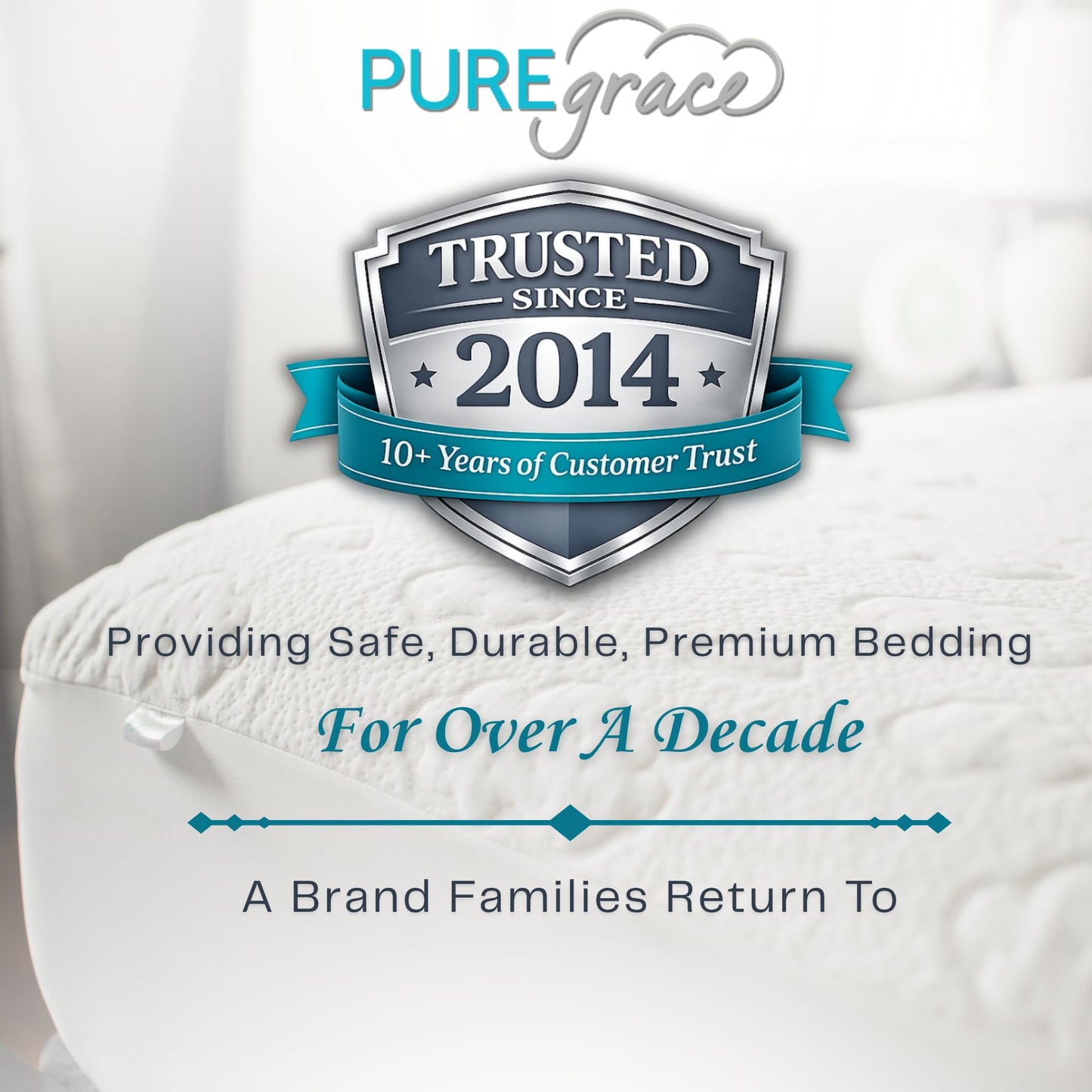 PUREgrace Queen Mattress Protector – Cooling Eucalyptus Tencel Fiber, Quiet Waterproof Mattress Pad Cover with Deep Pockets and Corner Safety Straps, Breathable Ultra Soft Luxury Fit