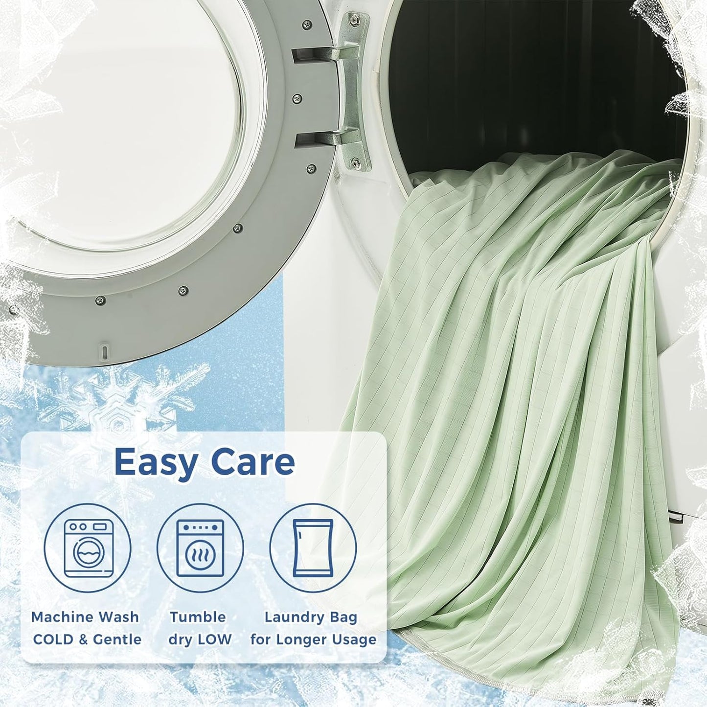 EMME Breathable Cooling Blankets Queen Size (90"x 90") for Hot Sleepers, Summer Bed Blanket, Thin Light Bedspread Coverlet for Night Sweats, Green Cold Blankets for Sleeping