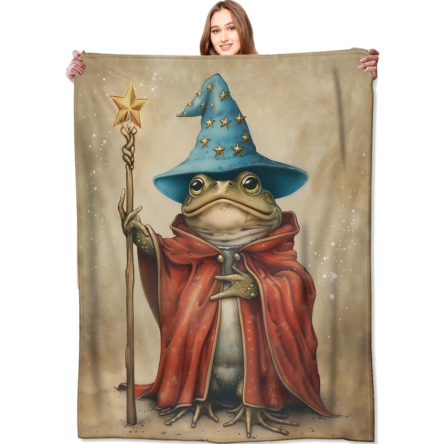 VODRM Wizard Frog Blanket Witch Magical Throw Blankets,Birthday Gifts for Kids Women Men & Animal Lovers,Lightweight Soft Fleece,for Sofa Couch Bed Room Artistic Decor 50x60in