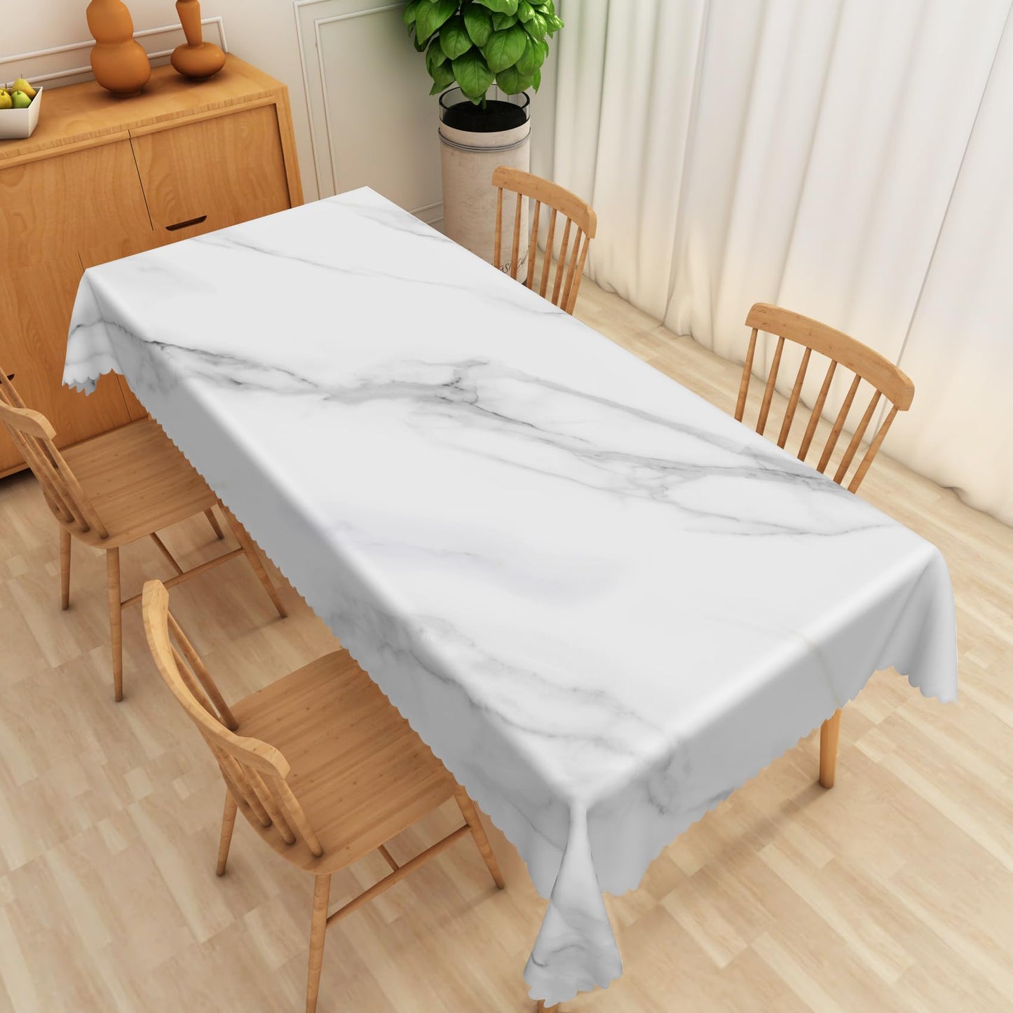 Grey and White Marble Texture Tablecloth,SIEDYCV 52x70 Inch Abstract Modern Luxury Ink Art Rectangle Polyester Fabric Table Cloth,Waterproof Table Cover for Kitchen Dining Patio Home Party Decoration