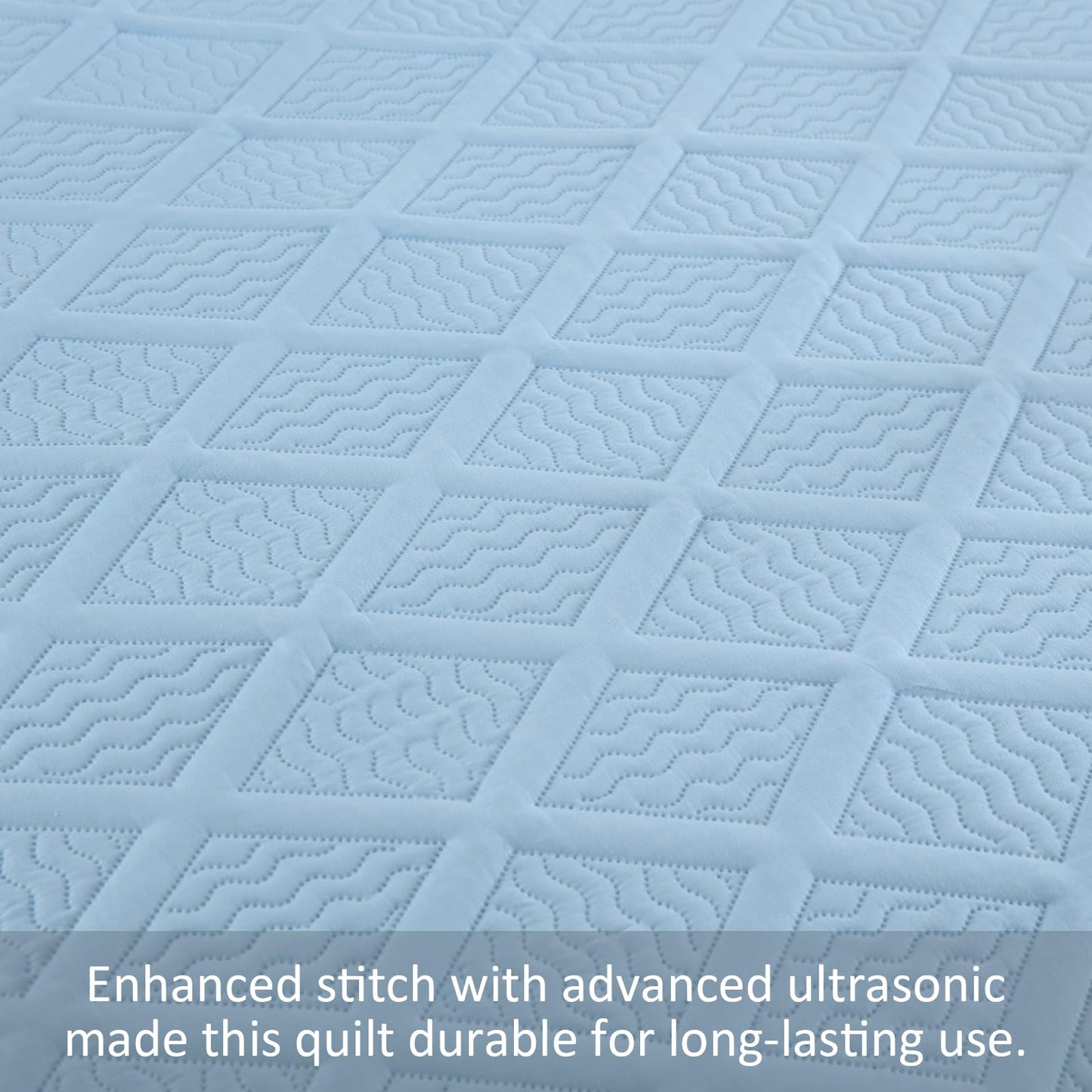 Yiran Ash Blue Quilt Set King Size, 3 Piece Reversible Bedspreads Bedding Set, Fall Diamond Pattern Coverlet for All Season with 2 Pillow Shams (King, 106x96 Inch)