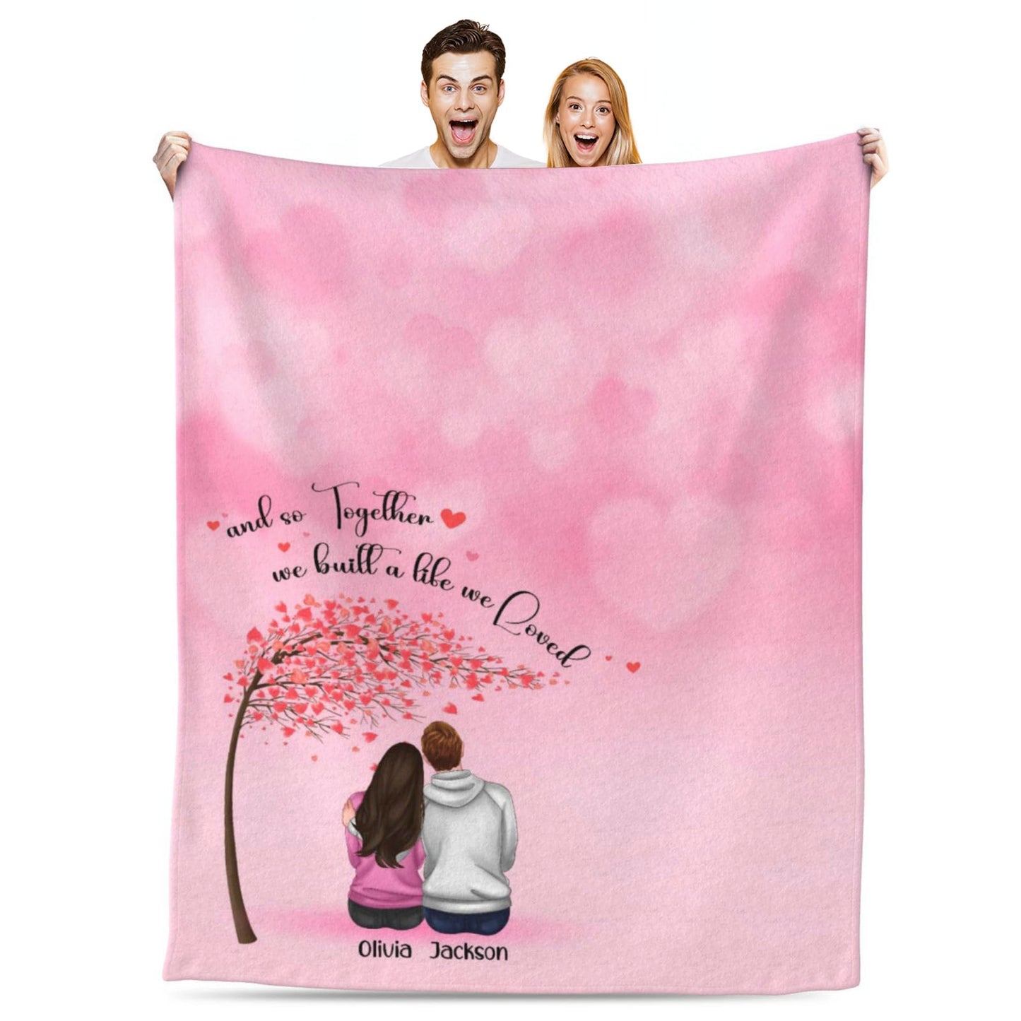 BHSHOH Personalized Couple Blanket for Girlfriend Boyfriend Pink Love Custom Anniversary Blanket Gifts for Husband Wife Wedding Valentine’s Day Gifts Man Woman Throw (13)