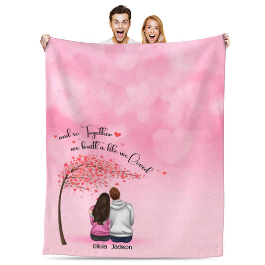 BHSHOH Personalized Couple Blanket for Girlfriend Boyfriend Pink Love Custom Anniversary Blanket Gifts for Husband Wife Wedding Valentine’s Day Gifts Man Woman Throw (13)