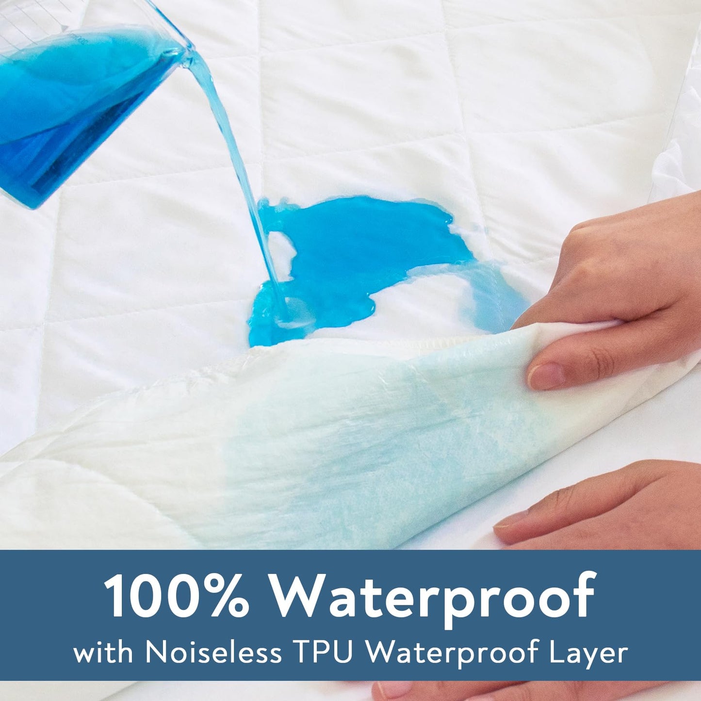 Queen Mattress Pad, Queen Mattress Protector Quilted Waterproof, Mattress Cover Fitted, Mattress Topper, Up to 20 Inch, White